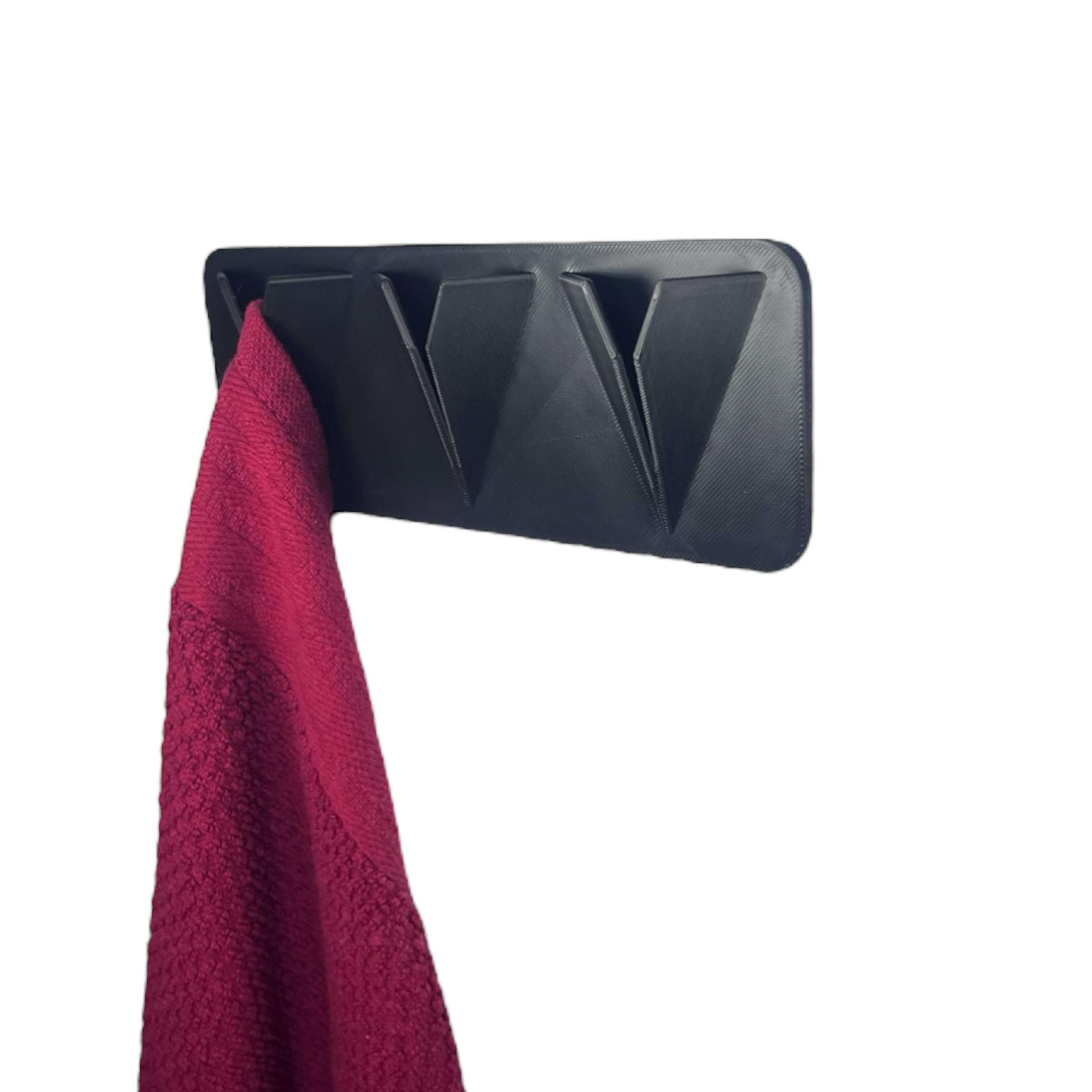 Modern Wall Mount Towel Hook Rack with Double Sided Tape, 3 Foldable Hooks, Black 1