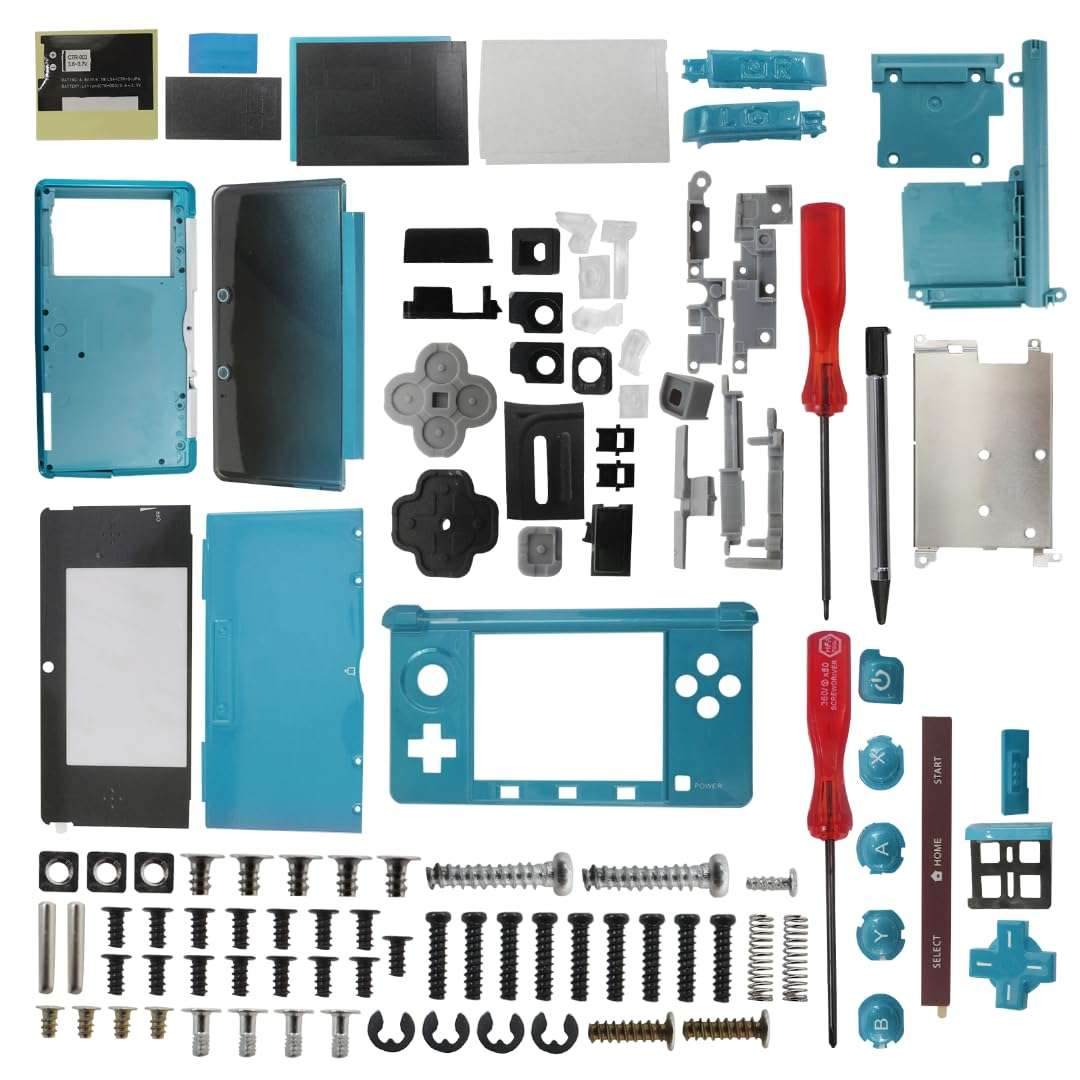 Full Housing Case, 3DS Replacement Housing, 3DS Shell Replacement, Cover Shell Repair Parts, Full Set Replacement Case Kit for Nintendo 3DS Replacement Parts (Aqua Blue) 1