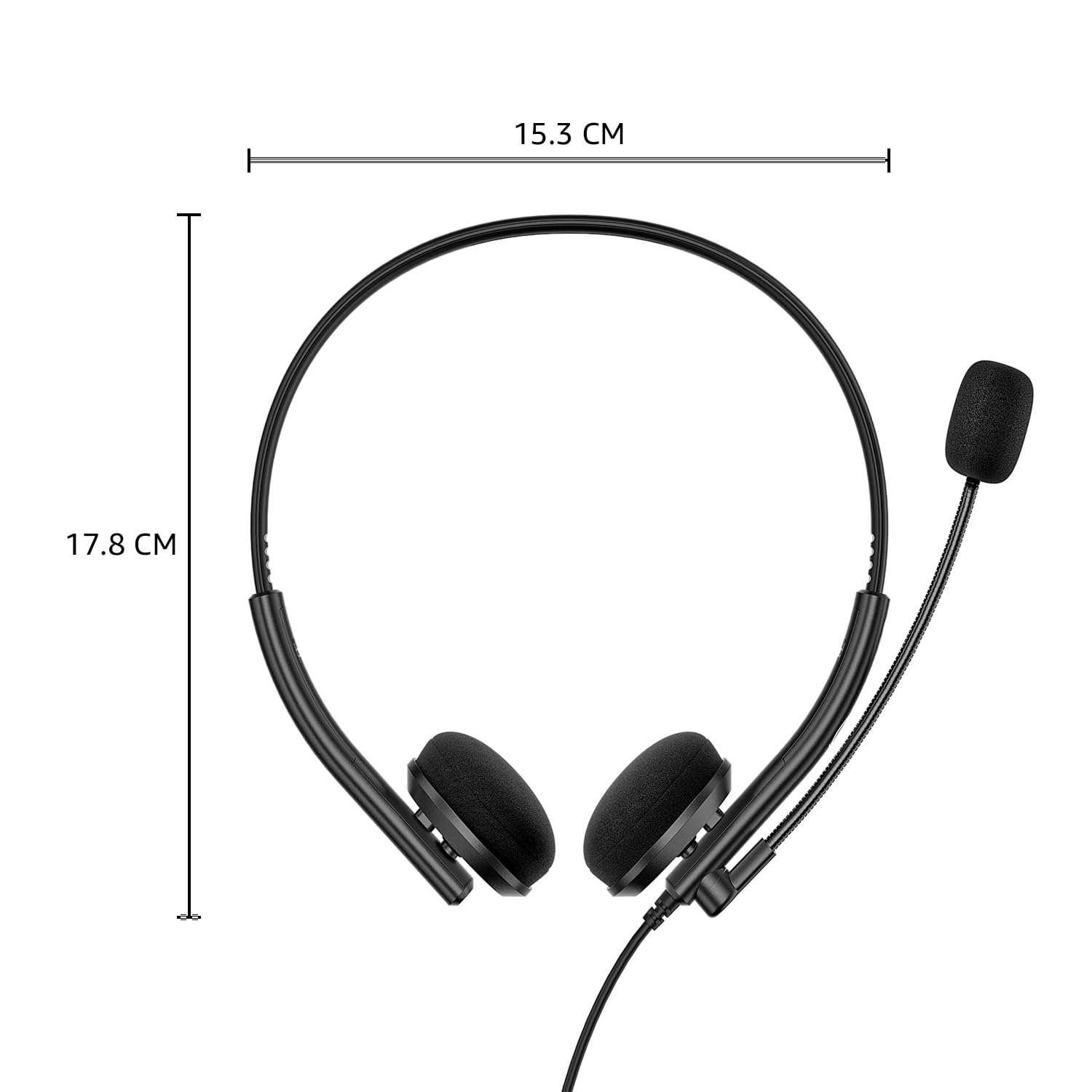 amazon basics Wired On-Ear Headphones with Noise-Cancelling Mic | Enhanced DSP | Adjustable Headband & SoundGuard | Lightweight | for PC/Mac (Black) 6