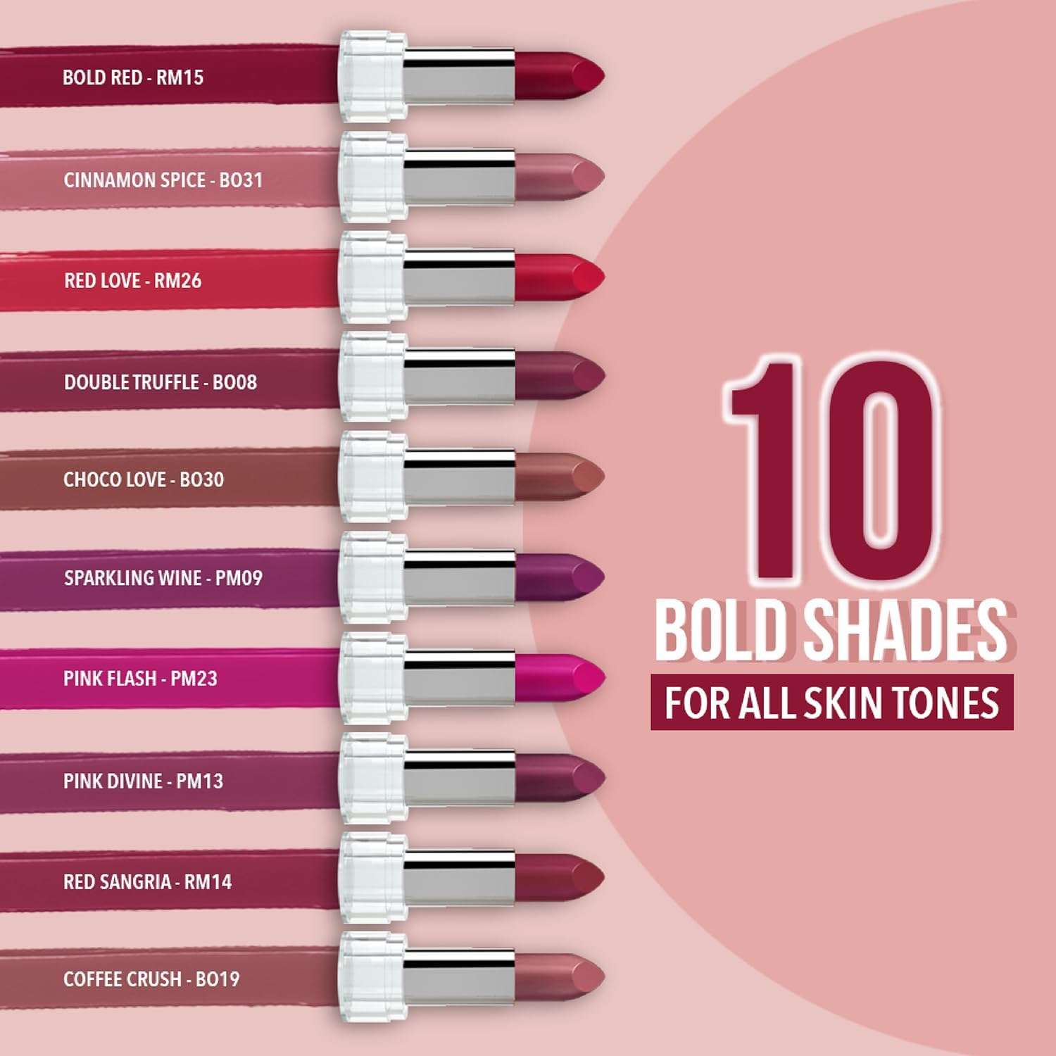 Love Mini Lipsticks pack of 10 | Long Lasting, Hydrating & Moisturizing Mini Roll on Lipsticks for Women | Soft-Matte Finish | 13g 6