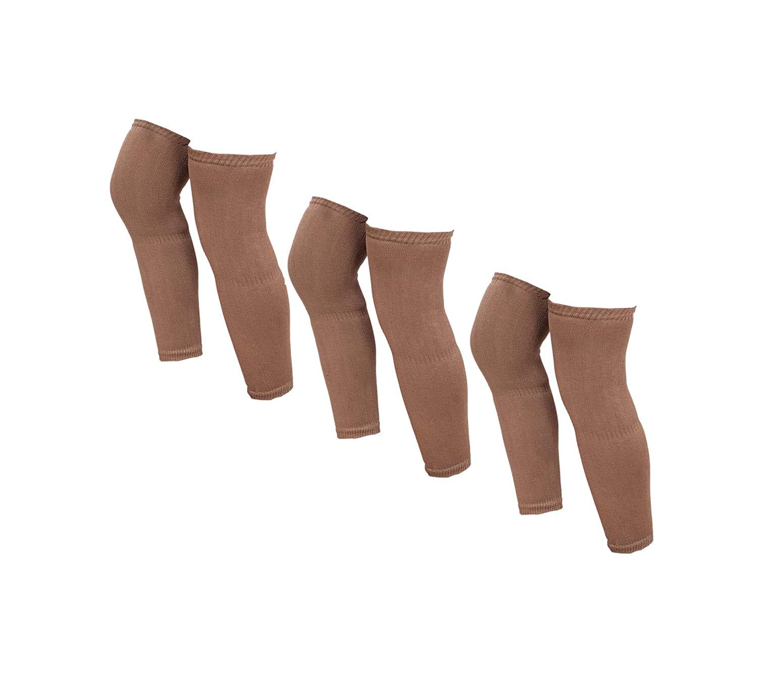 V3E Unisex's Wool Warm Winter Protection Knee Cap (Brown,Free Size) (Pack Of 3)