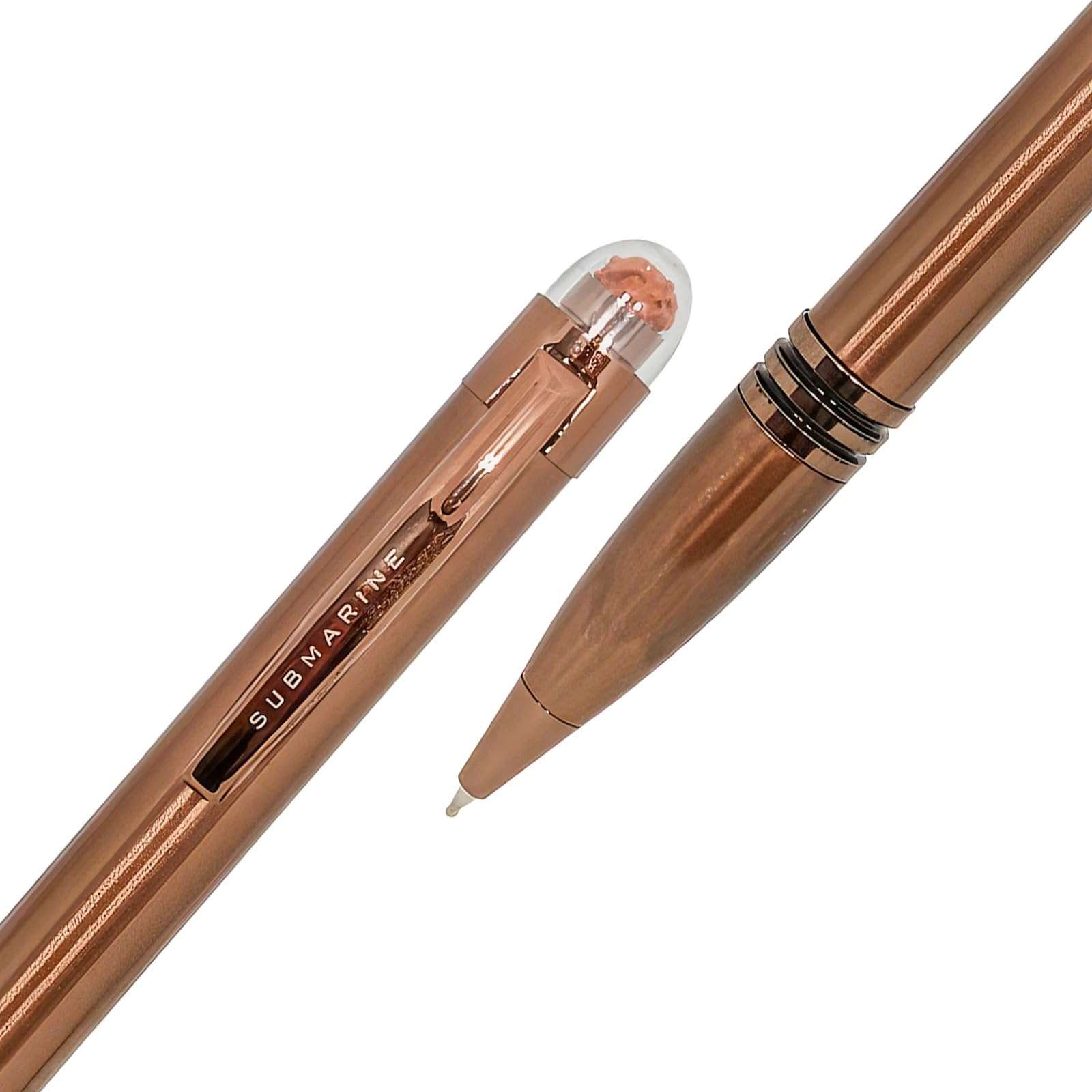 Submarine 1004 Rudraksha Series Premium Brown Color Metal Ball Pen With Rudraksha On Top, Fitted With Blue Ink Coffee Scented Jotter Refill, Perfect For Corporate Gifting 5