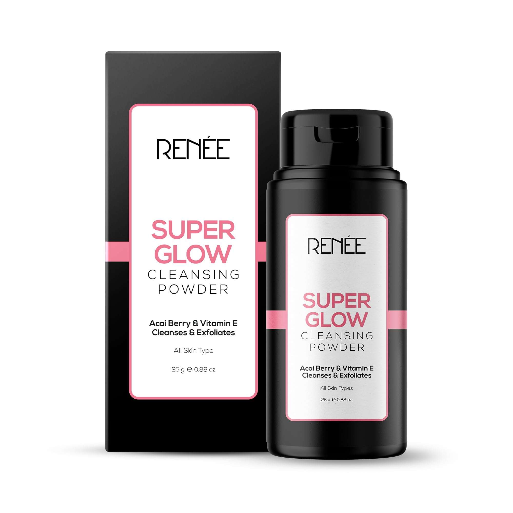 RENEE Super Glow Cleansing Powder - Exfoliating & Hydrating Formula with Vitamin E, Acai Berry & Mulberry Extracts - Essential Skincare for Refreshed Face - Cleanses & Nourishes All Skin Type - 25g 3