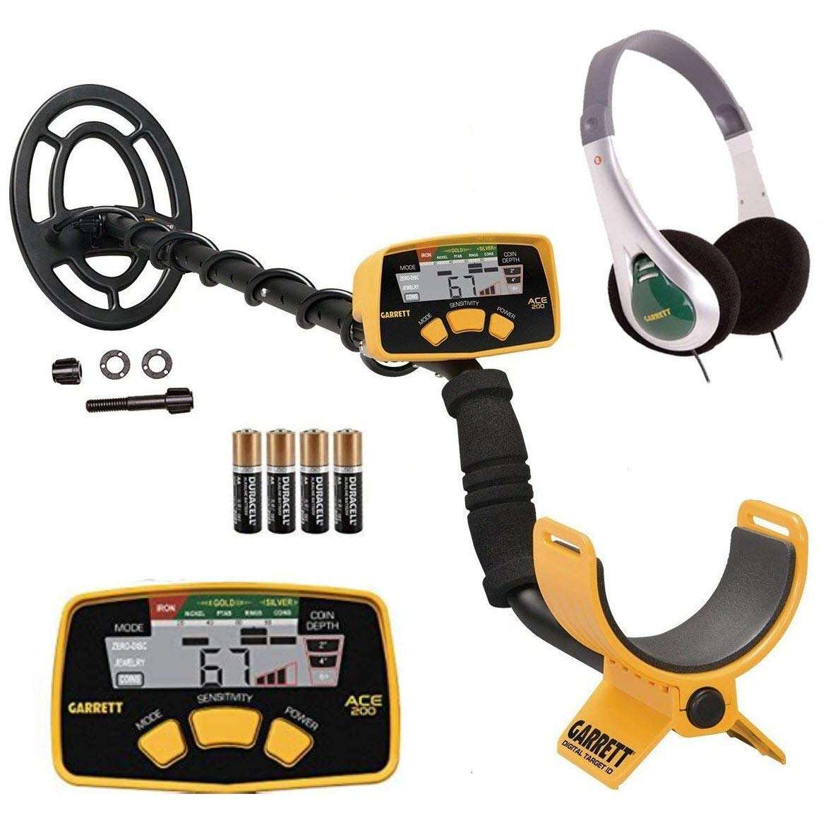 Garrett ACE 200 Metal Detector with Waterproof Search Coil and Treasure Sound Headphone 1