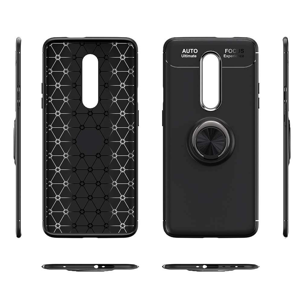 Asuwish Compatible with OnePlus 7 Pro Case and Tempered Glass Screen Protector Cover Cell Ring Holder Kickstand Phone Cases for OnePlus7Pro 5G One Plus 1+7 1Plus OnePlus7 1+ 7Pro One+ 1 + Seven Black 4