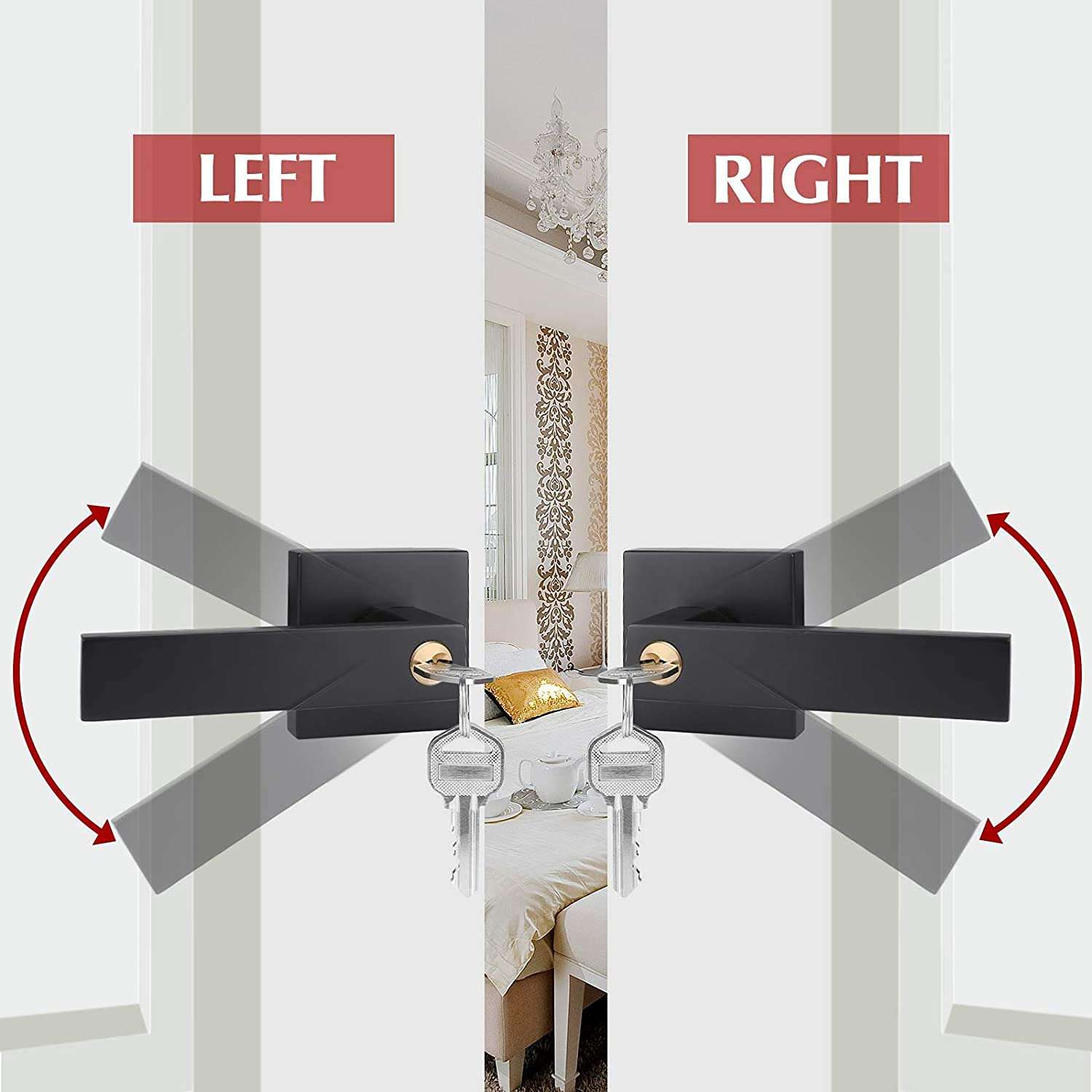 homdiy Privacy Door Handle Brushed Nickel Closet Door Lever Heavy Duty Door Handle with Lock Door Knobs Interior for Bedroom&Bathroom Entry Door Handle Without Lock and Key 2Pack 2