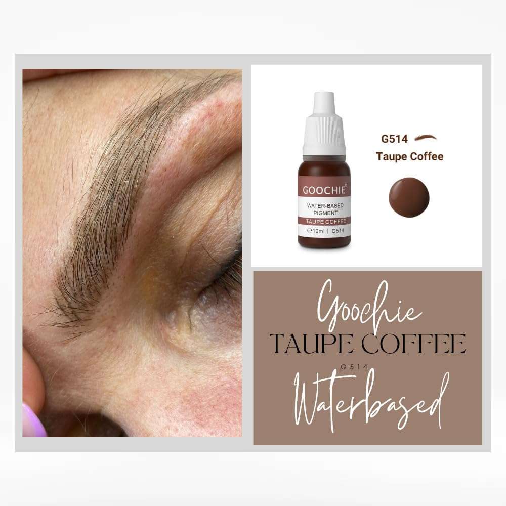 Goochie Superior Semi Organic Liquid Water Based Micro Pigment EU Standard Machine Permanent Makeup Pigment 10ml Eyebrow Pigment Taupe Coffee - G514 4