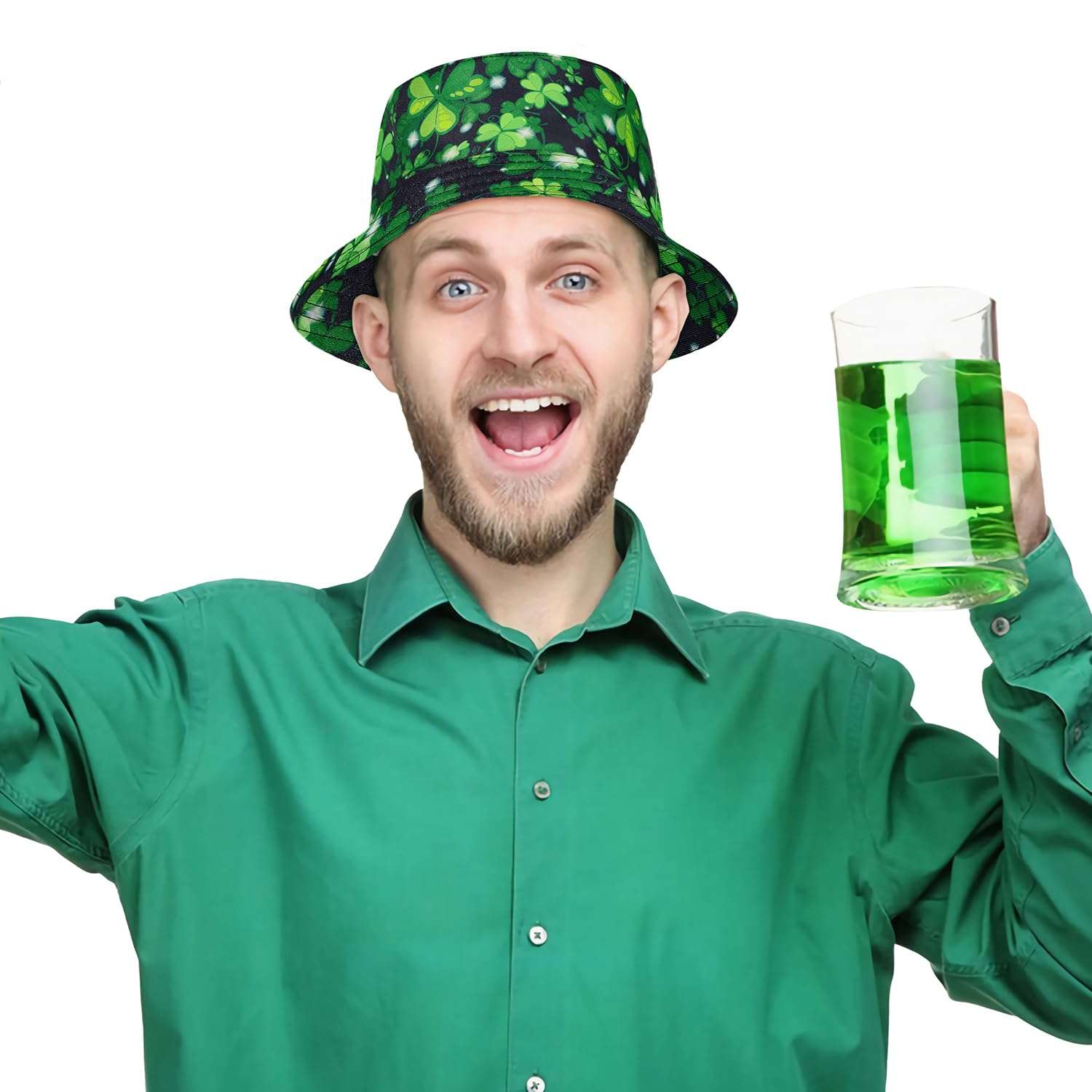 St Patricks Day Hat Shamrock Green Top Leprechaun Bucket Hat 4