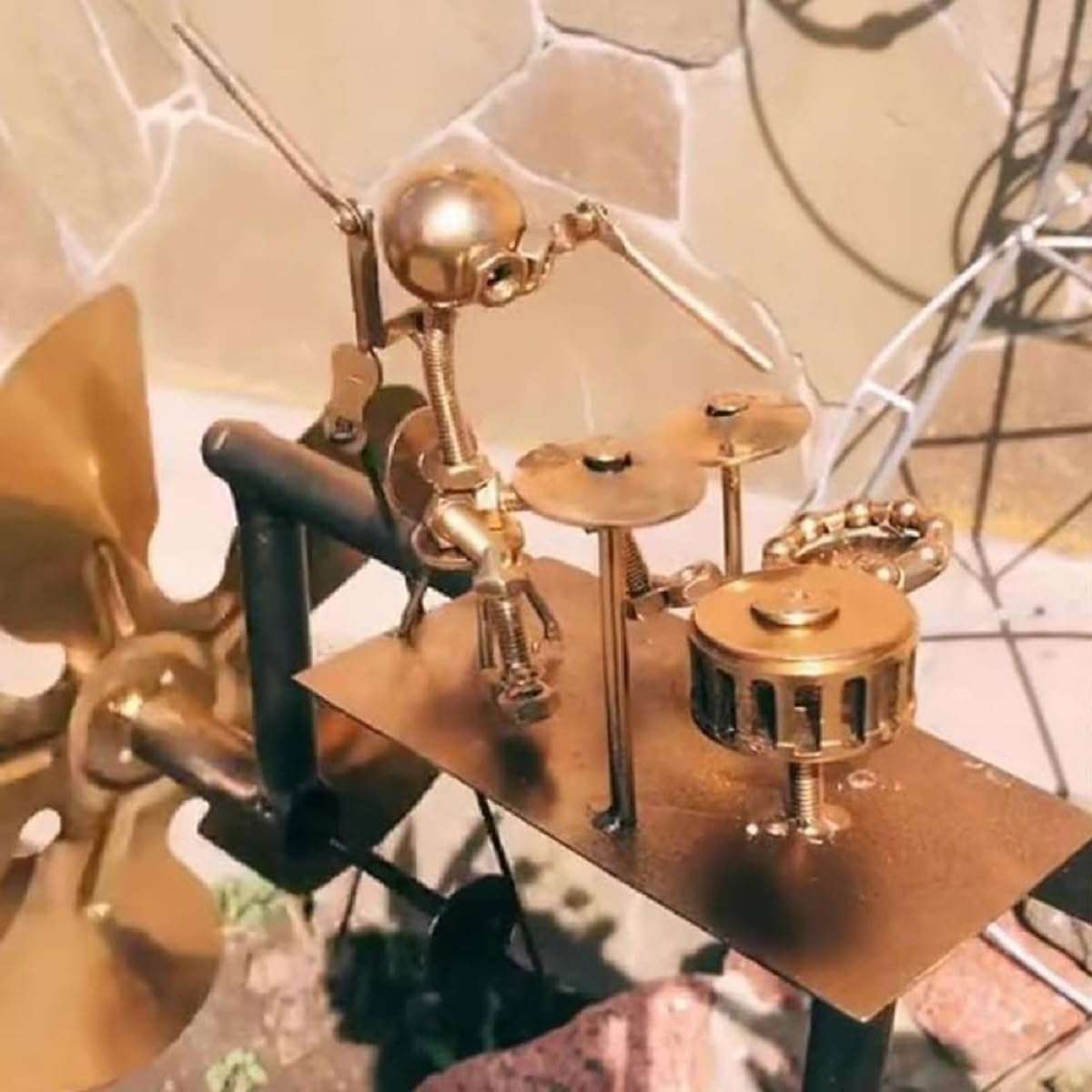 Drummer Windmill, 2025 New Handmade Metal Drummer Windmill, Spinners Percussionist Music Sculpture Outdoor Decor, Fun Powered Kinetic Sculpture, Wind Spinners for Yard Lawn Garden Patio Decor (2PCS) 4