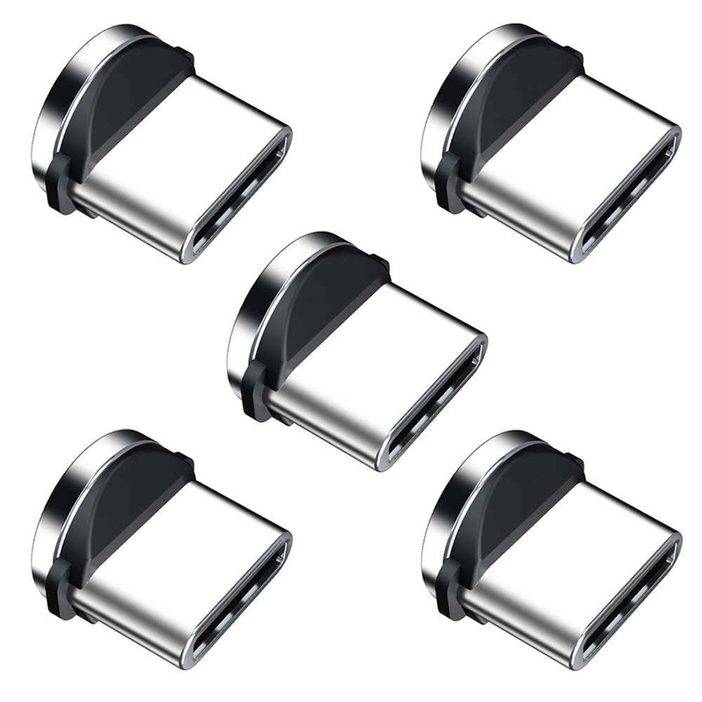 Ankndo Magnetic Connector Tip Heads [5-Pack] USB C Magnetic Adapter 360° Rotating Strong Magnetic Phone Cable Adapter for Type C Device