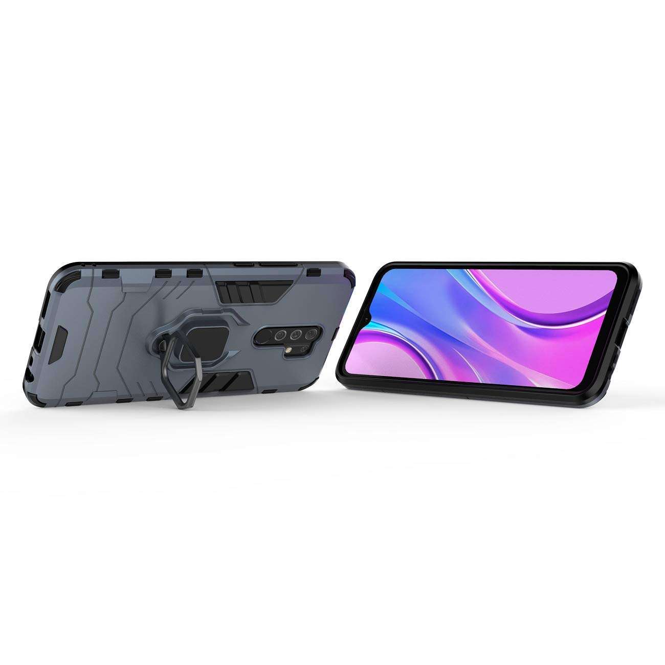 Case for Xiaomi Redmi 9 Case Cover,360 Degree Rotating Ring Holder Kickstand with Magnetic Car Mount Case for Xiaomi Redmi 9 M2004J19C M2004J19G M2004J19AG Case Blue 3