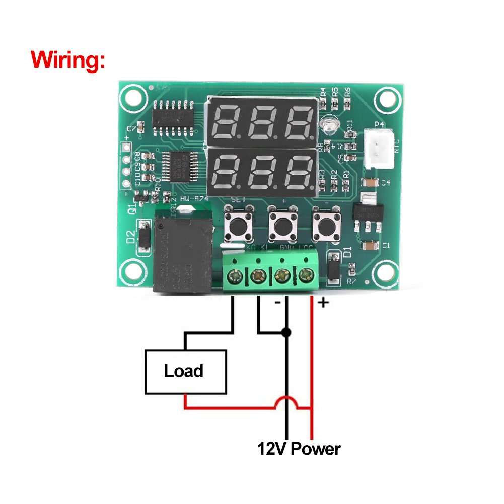 Digital Thermostat Module Micro DC 12V -50℃ to +110℃ Temperature Controller Board, Electronic Temperature Control Module Switch, 10A Relay Sensor Probe LED Display 6