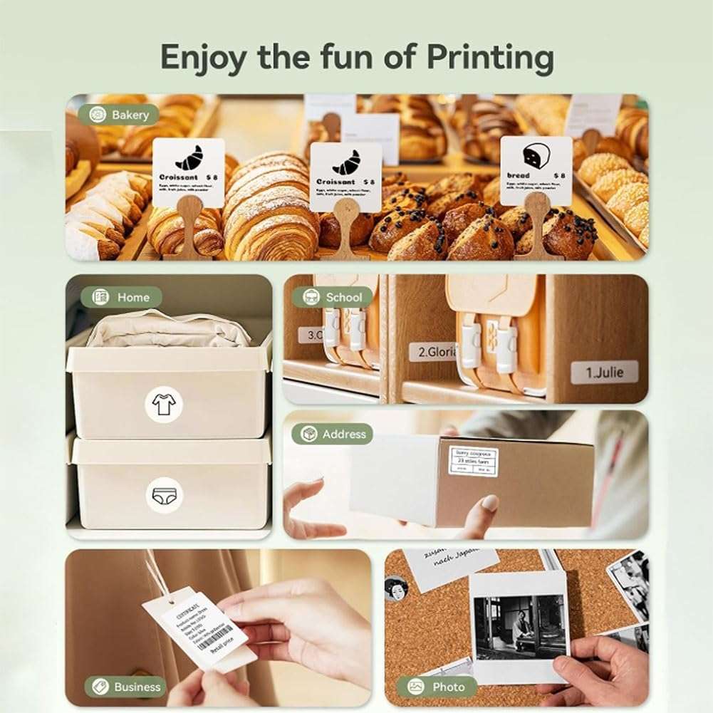 LABNRT Gift Tag Printer, B21 Portable Inkless Bluetooth Christmas Thermal Gift Tag Printer Label Maker Sticker Printer Machine with Tape, Label Printer for Home, Kitchen, School, Small Business(Red) 3