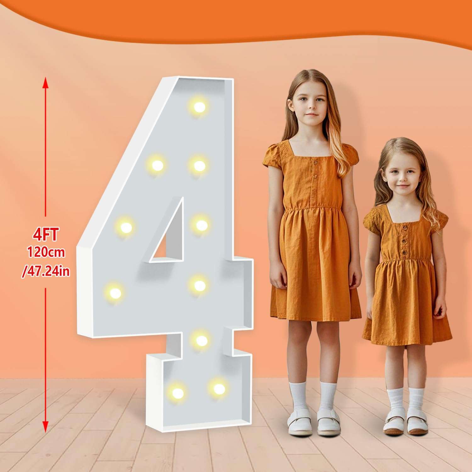 HITINO Marquee Numbers, 4 Feet Tall Light Up Numbers 4, Large Birthday Decorations Party Decor Anniversary Event Graduation Decoration for Boys Girls Teens Men Women 3