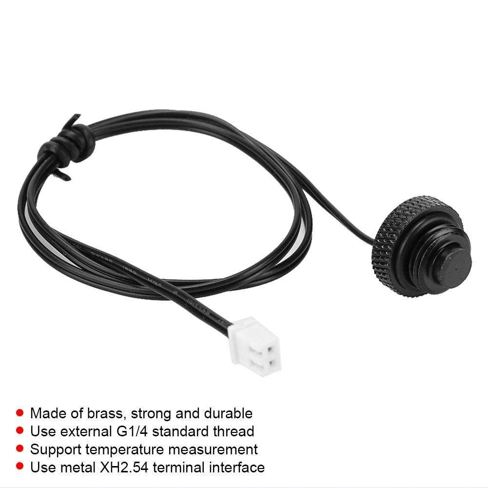 Durable Brass Waterproof XH2.54 Terminal Interface Computer Supplies, Temperature Sensor Plug, for Computers(Black) 6