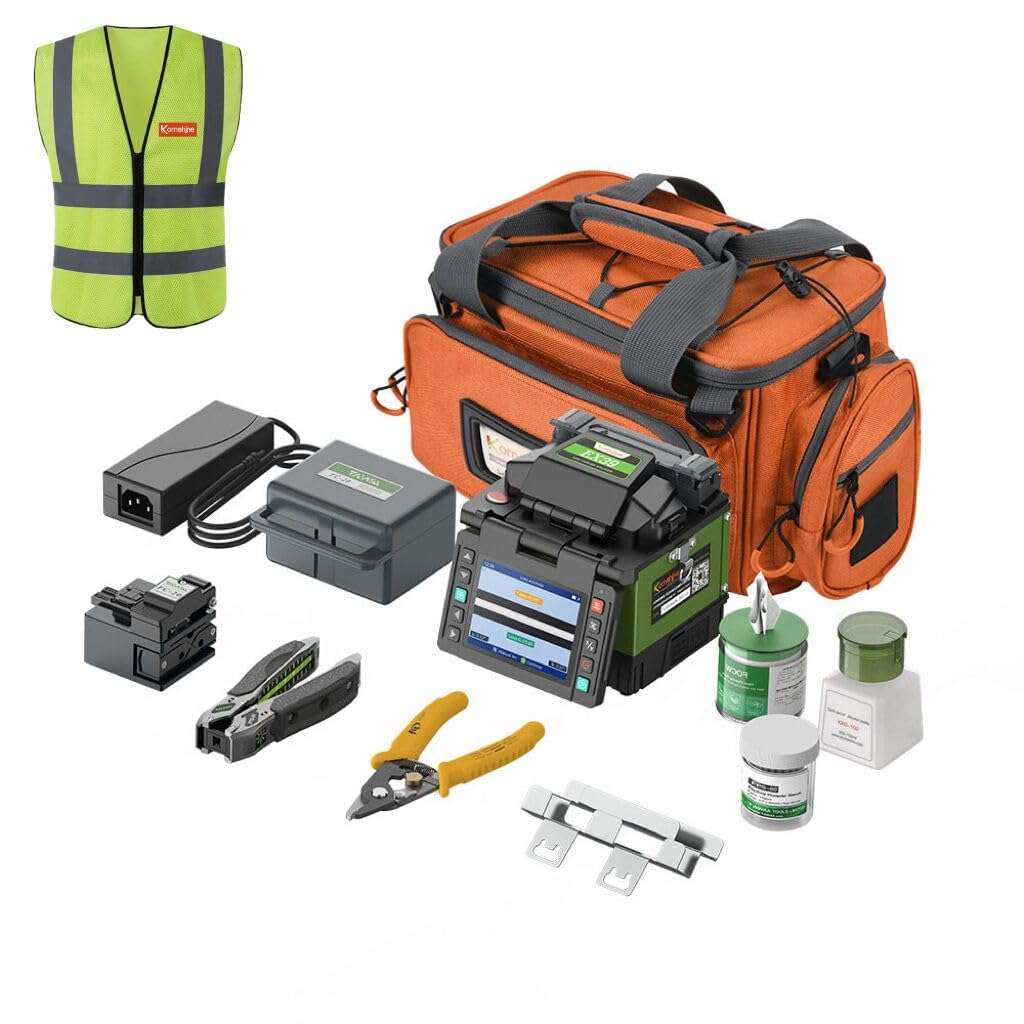 Komshine Optical Fusion Splicer EX39 FTTH Mini Fiber Fusion Splicer Machine Kit 8s Fast Splicing Fast-Heating 18s with Fiber Cleaver FC-30 + KPM-35-70+10dBm + 7 Wavelengths + KLS-35-S 1310 1550nm 3