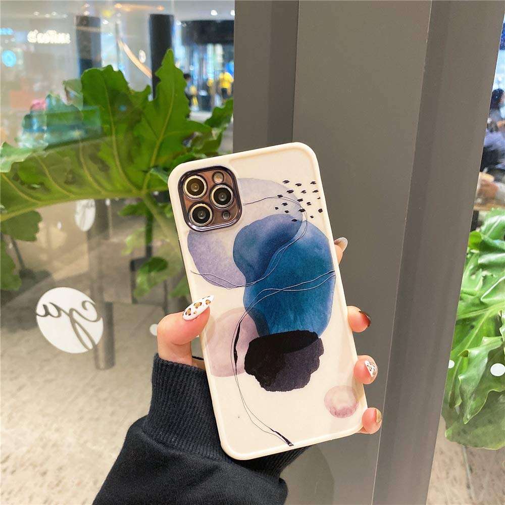 Blue Water Color Soft Case for Apple iPhone 11 Pro Max 6.5 inch Fashion Cute Design with Plating Camera Protection Lid Shockproof Corner Bumper Protective Cover for iPhone 11 Pro Max Cases 3