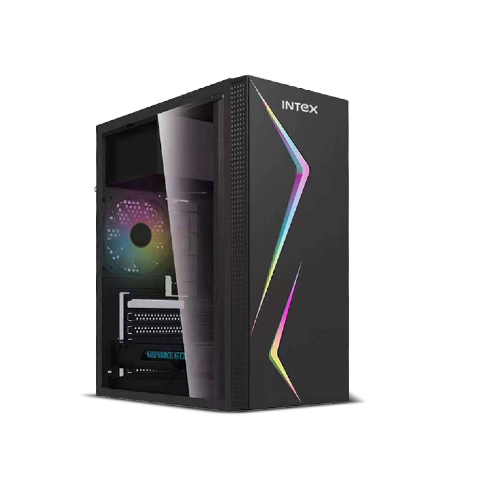Intex Pulse Gaming Cabinet | Micro-ATX, ITX | RGB Strip Front | Acrylic Side Panel | Dual USB 1.0 | Smooth Airflow | Easy Assembly | Compact Design | 250mm VGA Support 1