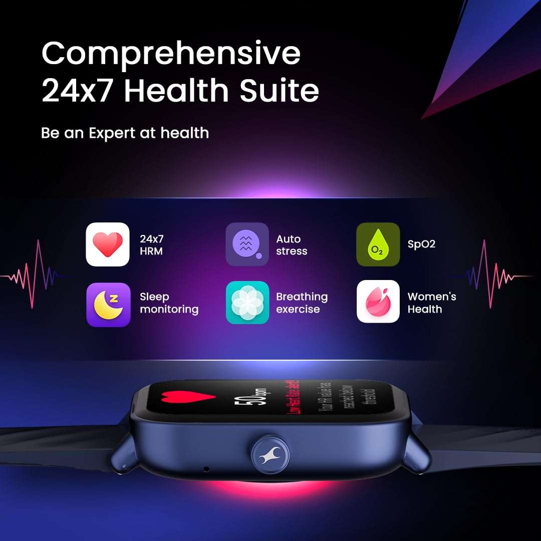 Fastrack Limitless Glide Advanced UltraVU HD Display|BT Calling|Advance Chipset|85+ Sports Modes & Watchfaces|Voice Assistant|24 * 7 Health Suite|IP67 Smartwatch 5