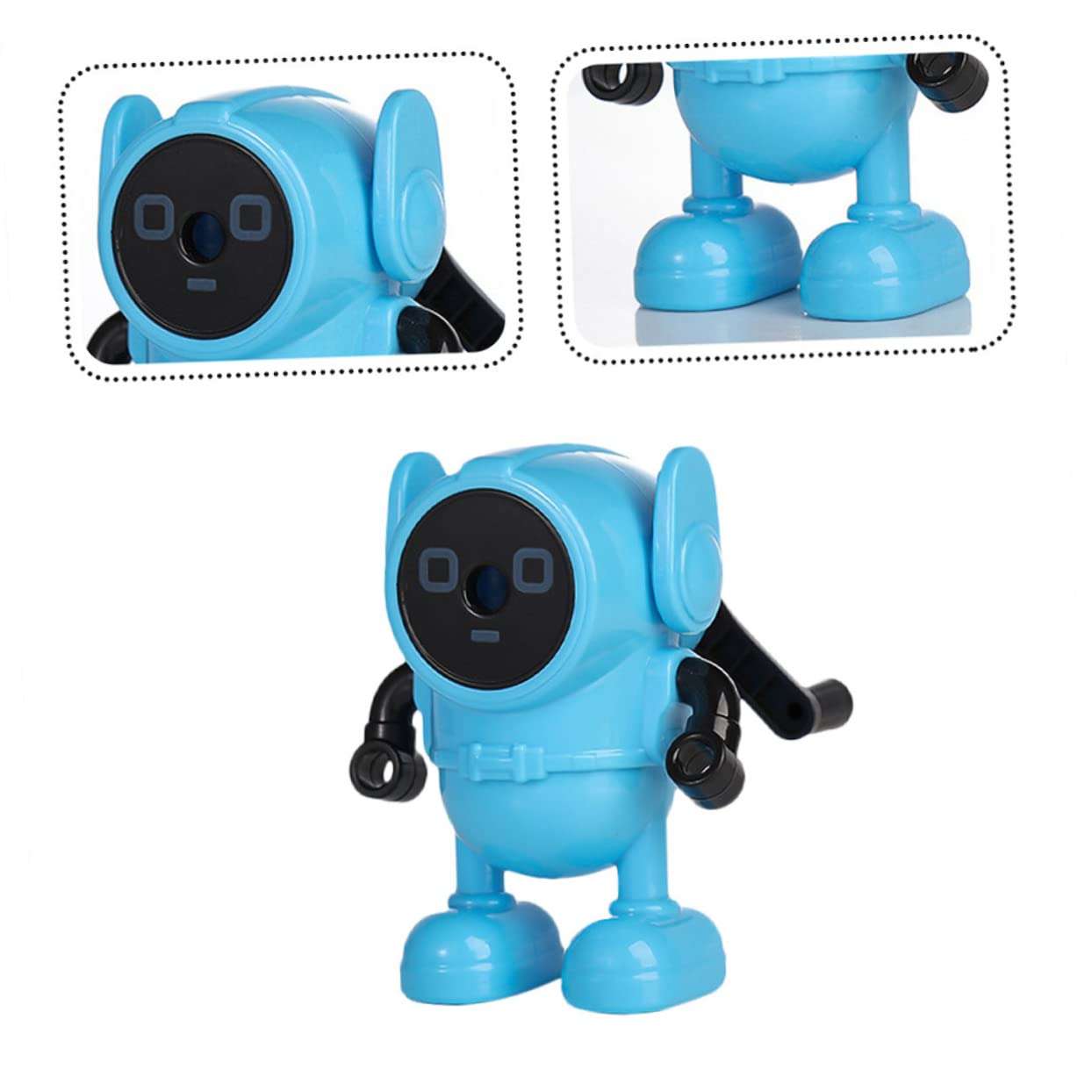 Angoily Cartoon Robot Manual Pencil Sharpener for Students Cute and Compact Hand Crank Sharpener 4