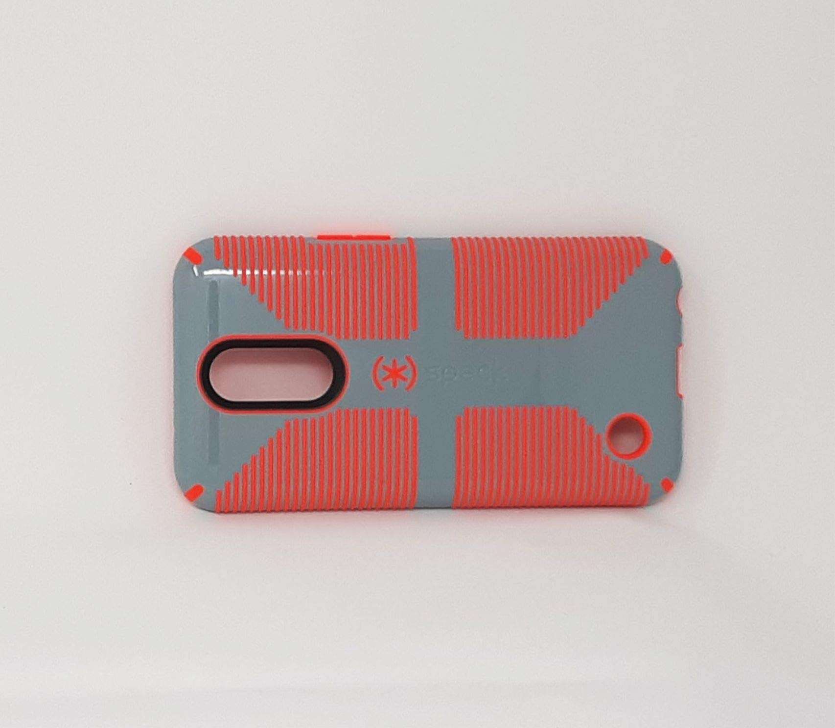 Speck Products CandyShell Grip Cell Phone Case for LG K20 V - Nickel Grey/Warning Orange 3