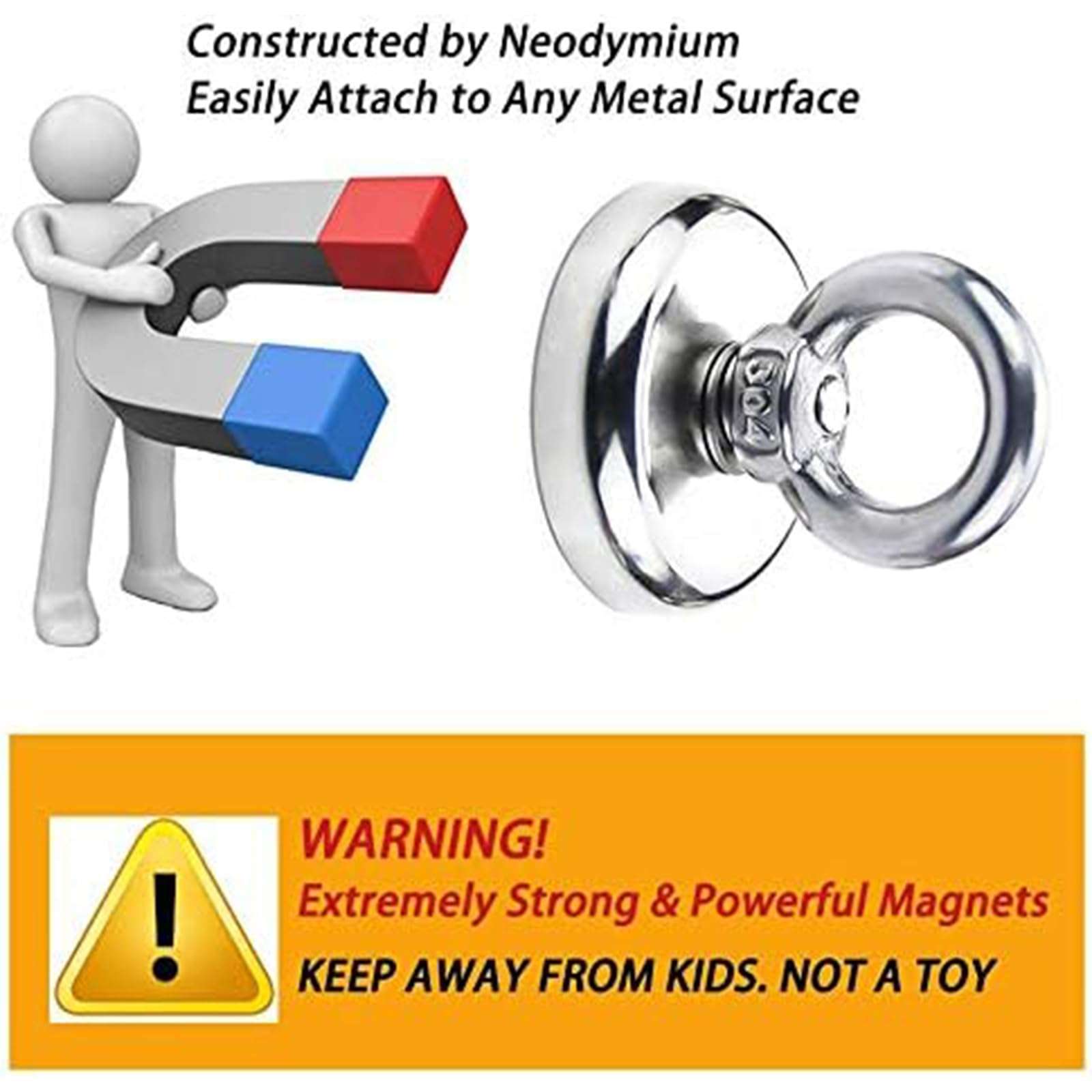 Strong Fishing Magnet,36 mm Strong Magnets Heavy Duty,39 Kgf Vertical Pulling Force Fishing Magnets with Eyebolt for Salvage Metal,Heavy Duty Hook for Ceiling 6