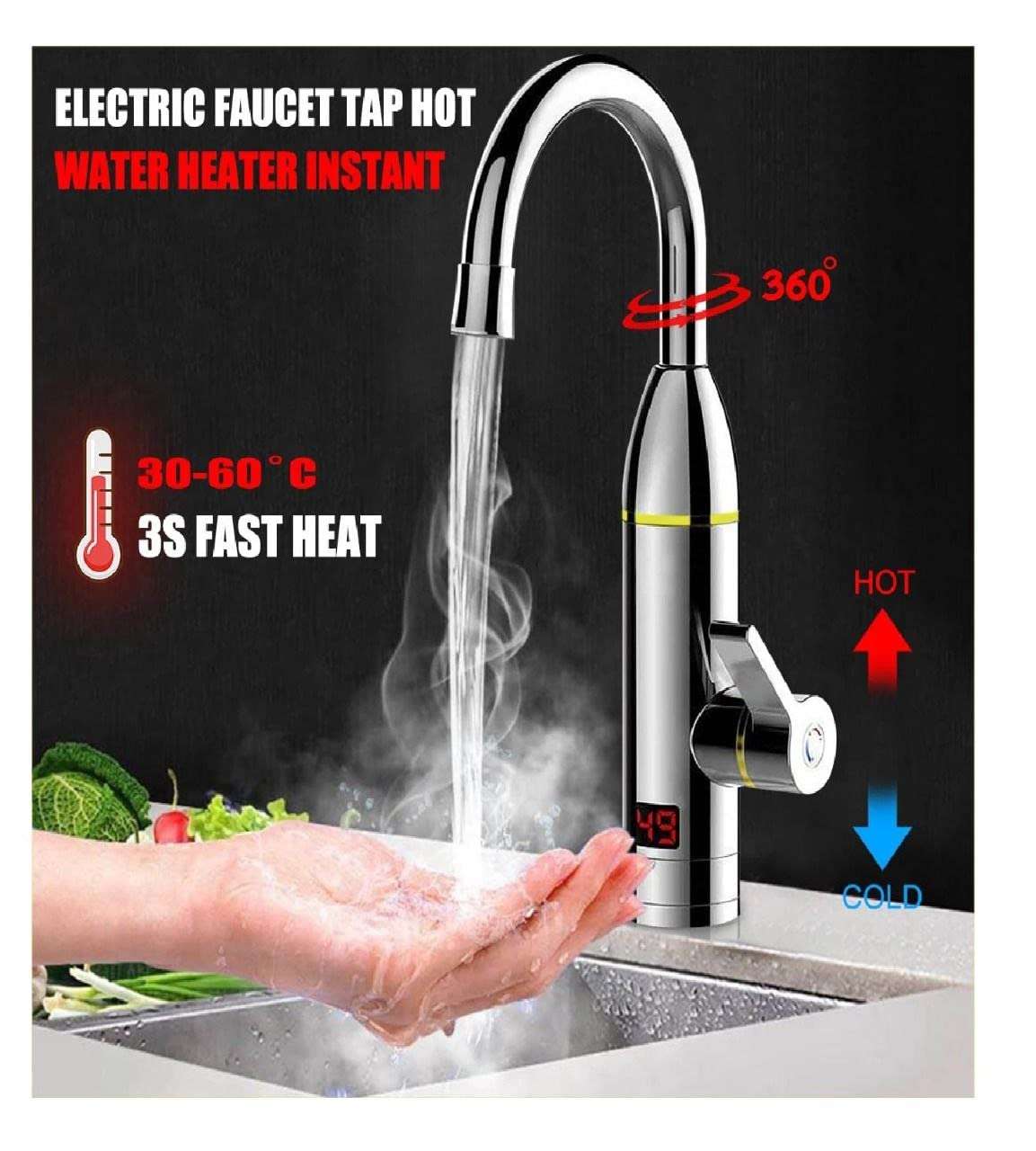ZSIGNS Instant Electric Water Heater Faucet Tap Hot Tap Home-Kitchen Water Heating Instantaneous Water Heater Tank less for Tap,LED Electric Head Water Heaters For Home Kitchen 4