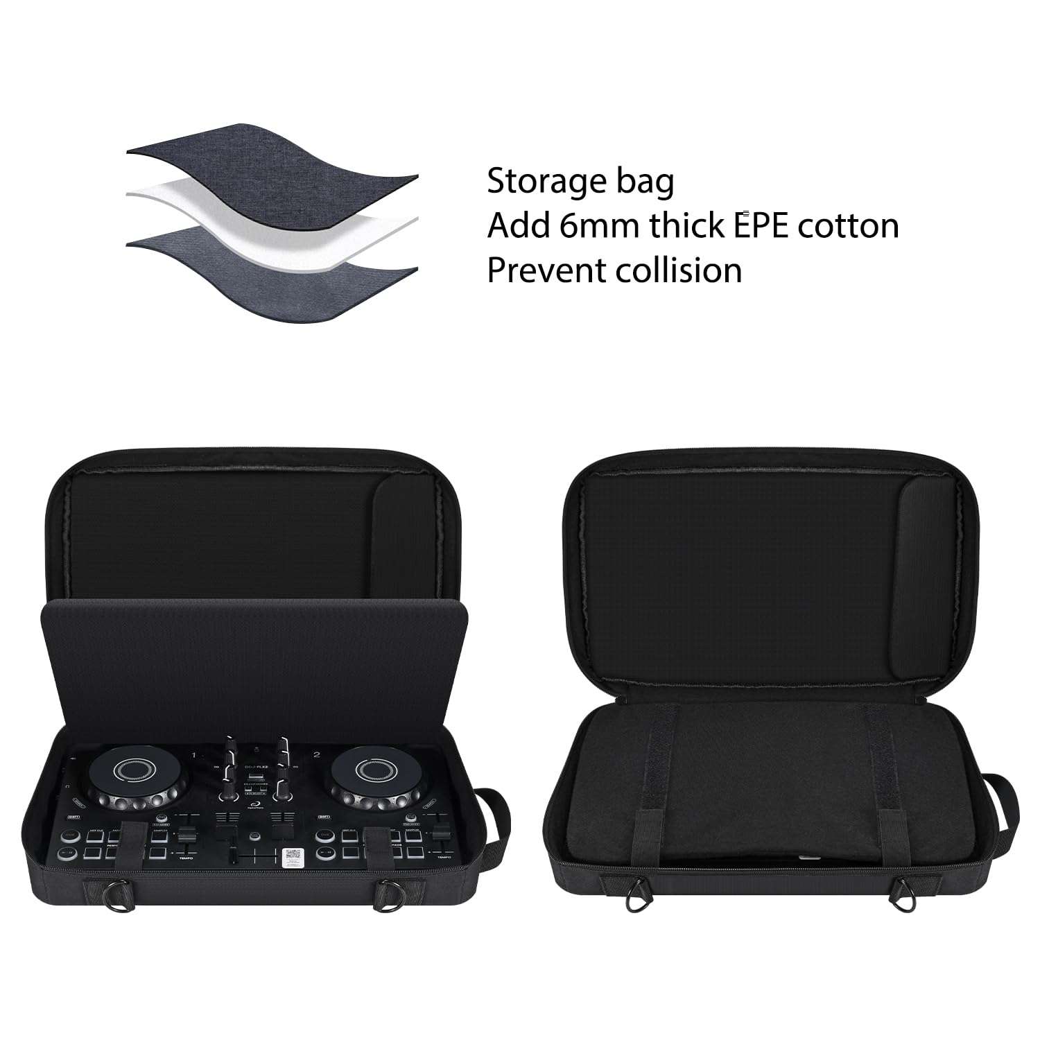 Suitable for AlphaTheta DDJ-FLX2, Pioneer DDJ-200/WeG04, Hercules Inpulse 200/MK2 and other models of disc players, portable adjustable shoulder strap must travel large capacity storage bag 6
