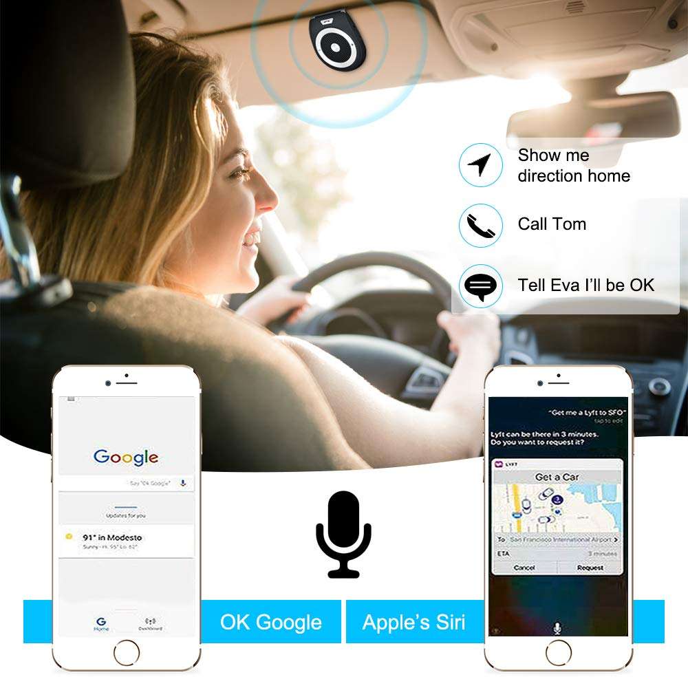 Bluetooth Car Speaker, Aigital Bluetooth Car Speakerphone with Visor Clip, Protable Bluetooth Speaker for Home&Outdoor, Auto Off/Connection, Siri&Google Voice Assistant/Handsfree Calls/Music Playing 3