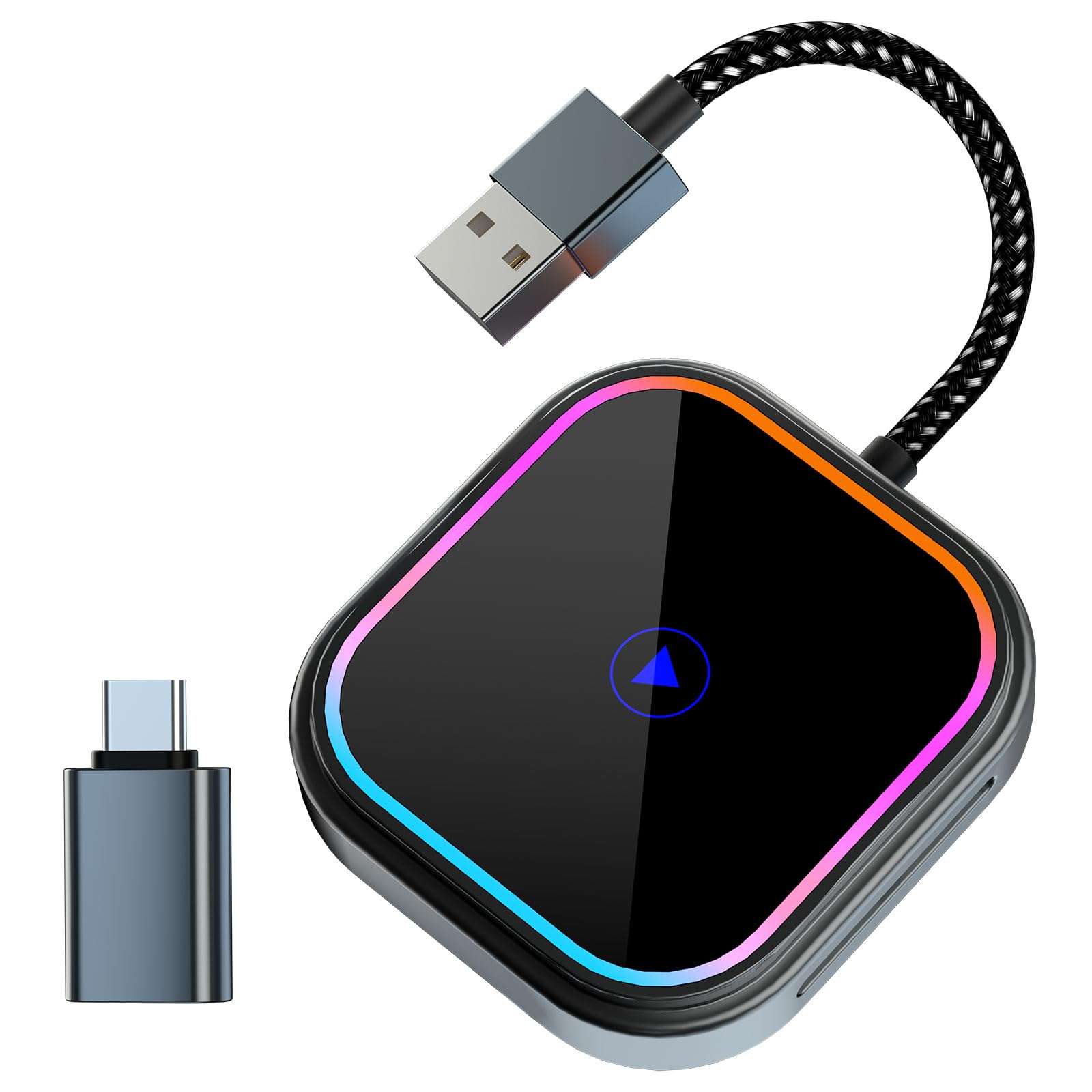 Wireless Carplay Adapter for Apple iPhone iOS 10+/Android/Outo Built-in CarPlay Cars,Converts Wired to Wireless Dongle Cars for Wireless Control Plug & Play Carplay from 2017 iOS 10+ to Screen w/USB C 2