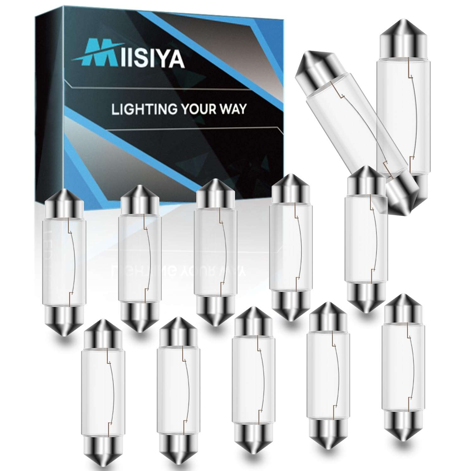 Miisiya Xenon Festoon Light Bulb 12v 10W Festoon Bulb Under Cabinet Light Bulbs T3 42mm Festoon UnderCabinet Bulb 2700K 12 PCS 1