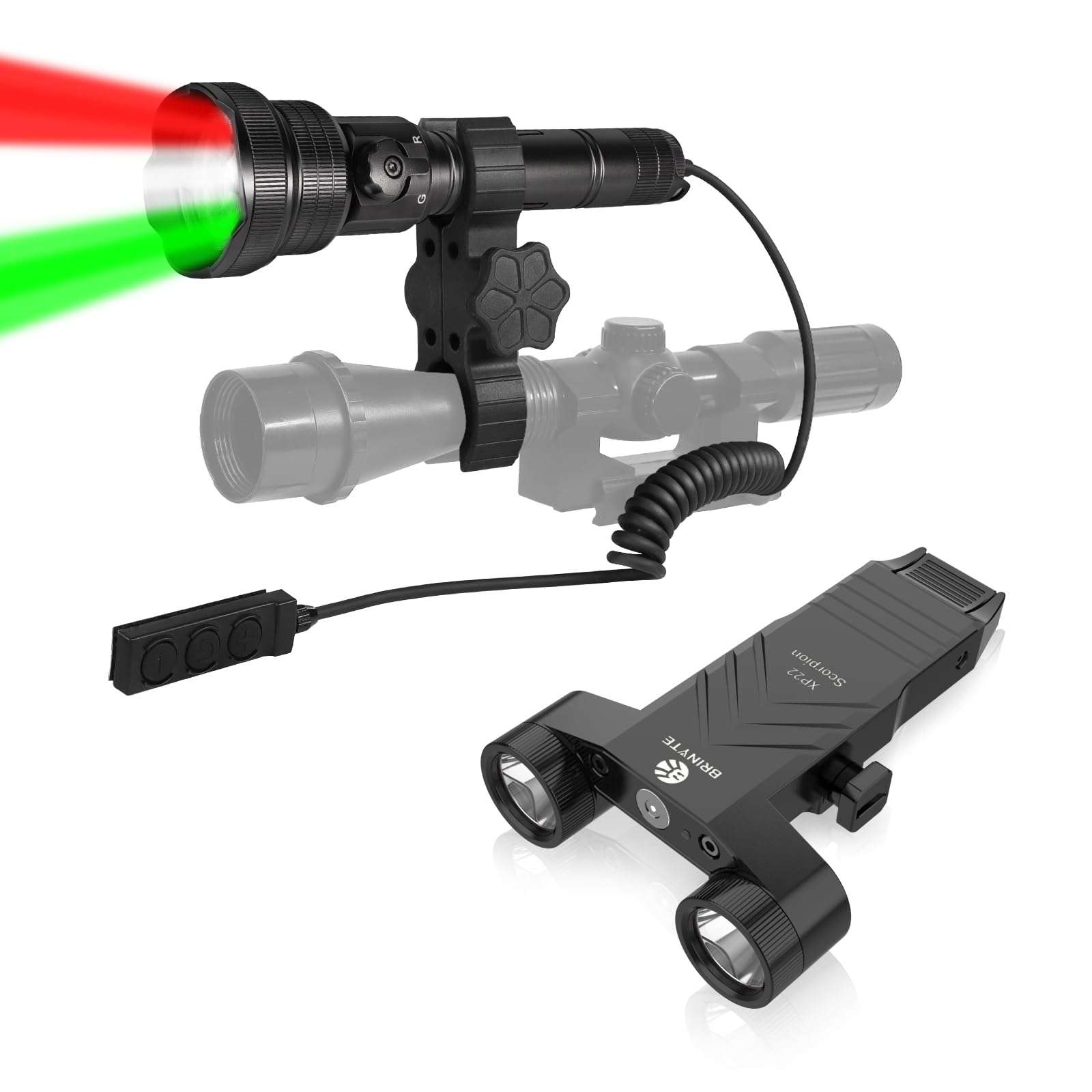 Brinyte T28 Red Green White Hunting Light XP22 1300 Lumens Weaponlight Bundle 1