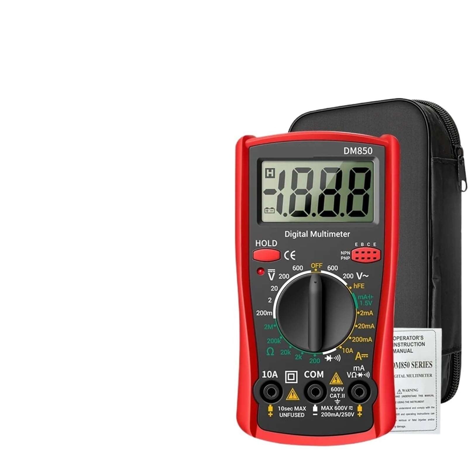 DM850 Digital Multimeter 1999 Counts Eletric Professional Automatic AC/DC Votage Tester Current Ammeter Detector Tool(Red Pro) 1