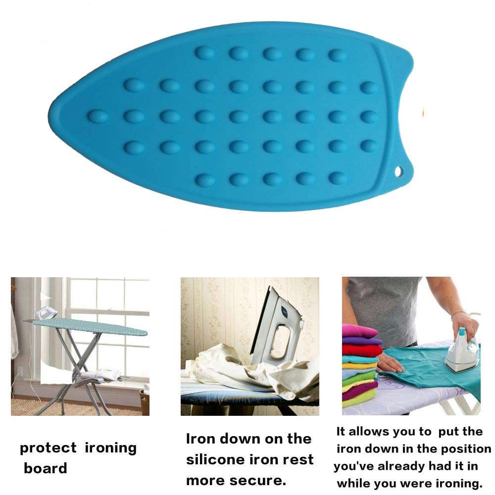 Tangser Multipurpose Silicone Iron Rest Pad for Ironing Board Hot Resistant Mat,Silicone Heat Resistant Iron Rest Pad (Blue) 6