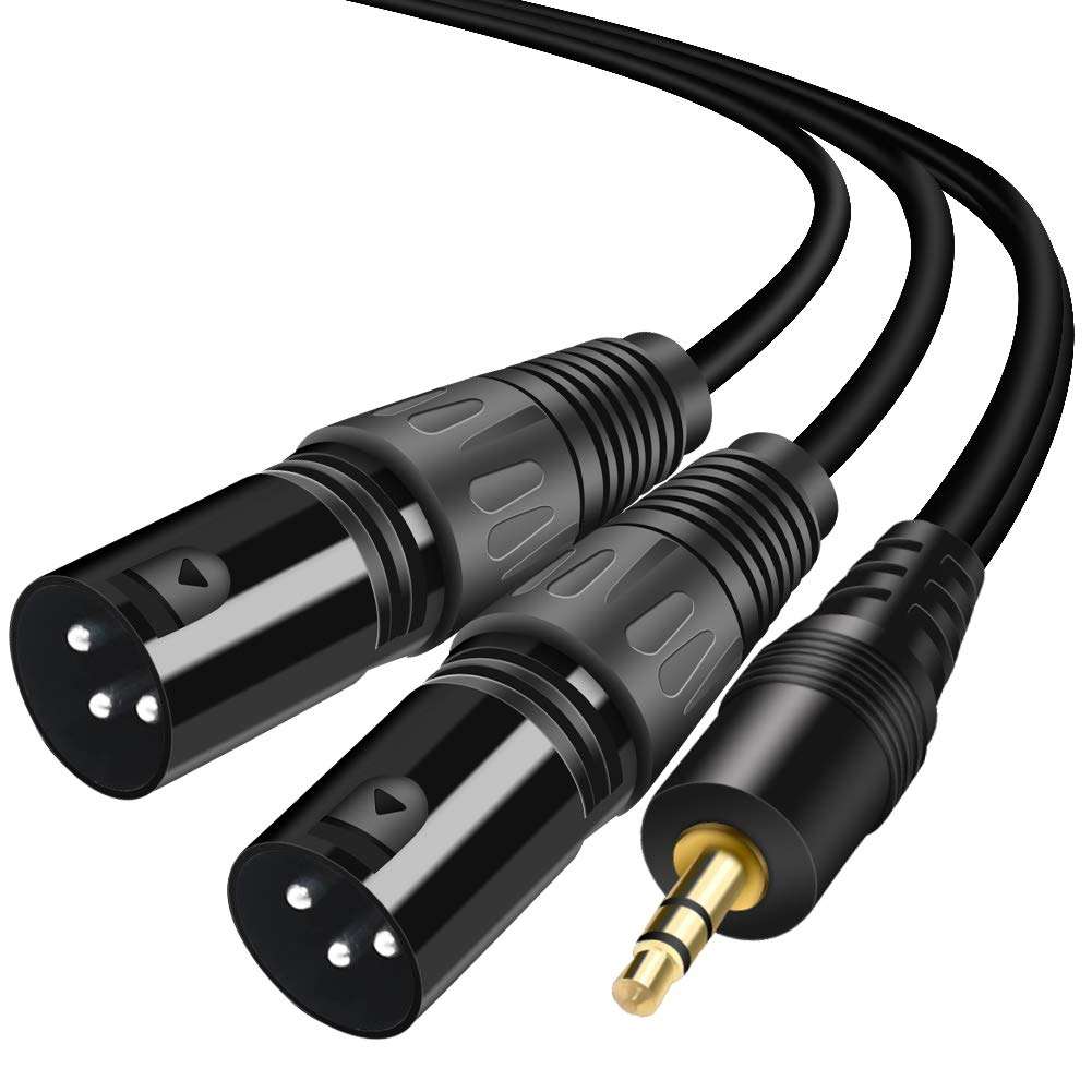 Yeung Qee 3.5mm TRS Stereo Male to Dual XLR Male Splitter Patch Cable,3.5mm (1/8Inch) to 2 XLR Male Y Splitter Unbalanced Interconnect Cable (3.5mm to 2 XLR Male,15ft) 1