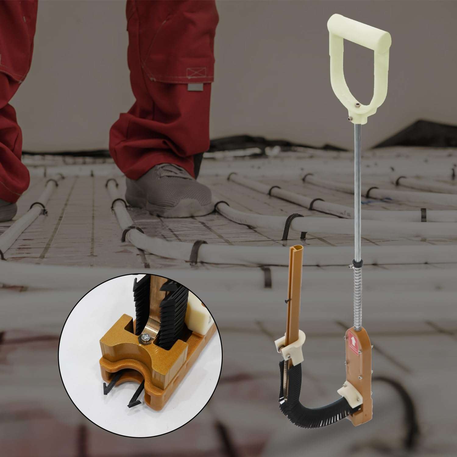 MOOFI Foamboard PEX Stapler, Stand Up Manual Stapler for Wood and Foam Board, 1-1/2″ Staples for 1″ and 2″ Foamboard,1100 Pcs Foamboard Staples 6