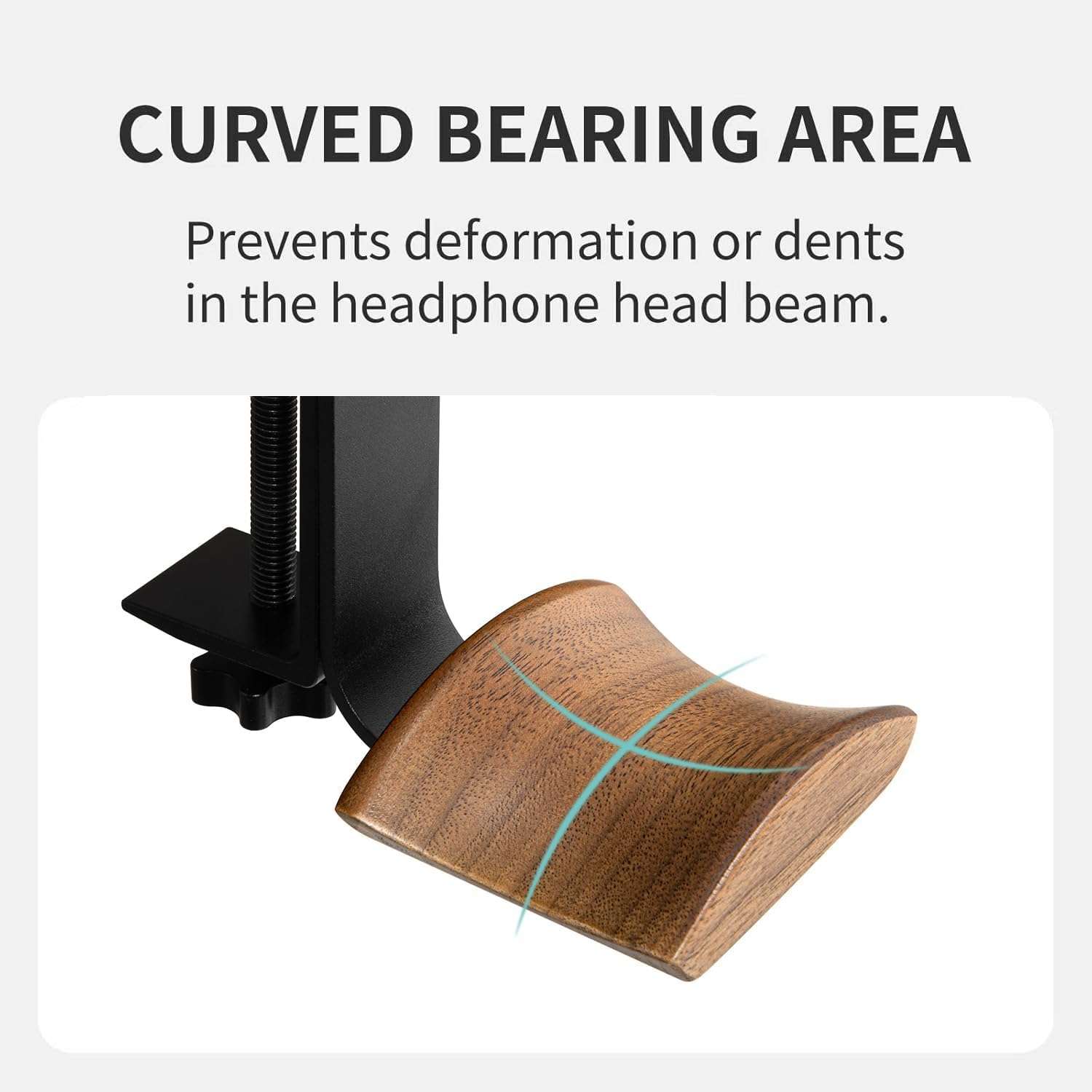 Jcurycke Headphone Holder with 6cm Wide Walnut Headrest,Adjustable Clamp-on Headset Stand Desk Headset Holder for Over Ear and Gaming 4