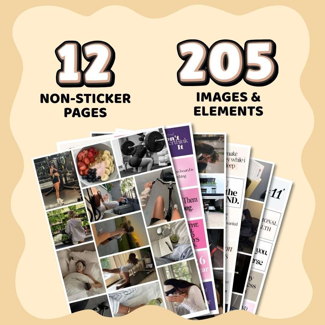 Manifestation Poster | 2026 Vision Board Supplies (200+ Elements, 12 A4 Sheets, A4 Board with Hook) Aesthetic | Life Goals Quotes Daily Affirmations for Women | Manifestation Posters | Manifest Dream Life Poster for Wall 3