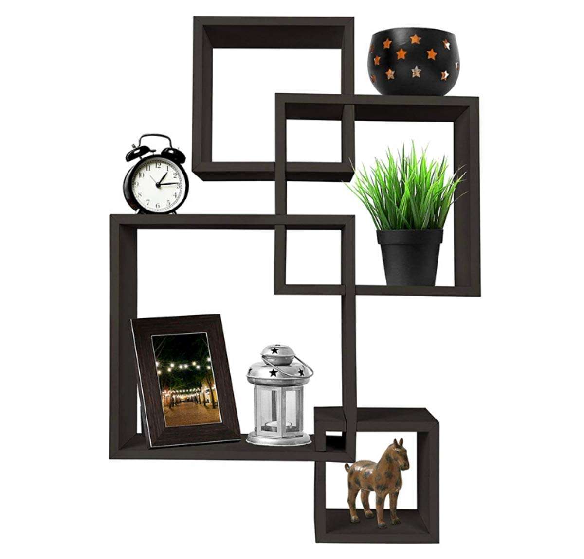 Wooden Cave Handicraft Items for Home Decor Wall hangings Wooden Shelves and Racks for Study Room, Living Room, Office and Bedroom (Black) (Set of 4) 6