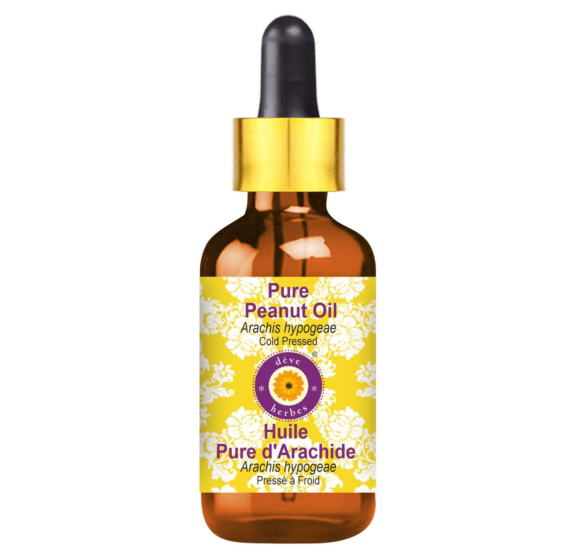 Deve Herbes Pure Peanut Oil (Arachis hypogeae) with Glass Dropper Cold Pressed 10ml (0.33 oz) 1