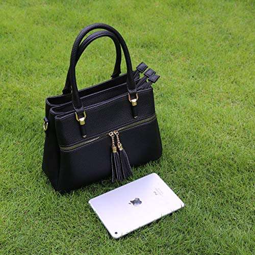 KKXIU 3 Zippered Compartments Purses and Handbags for Women Vegan Leather Ladies Quilted Satchel Bags (J-brown) 3