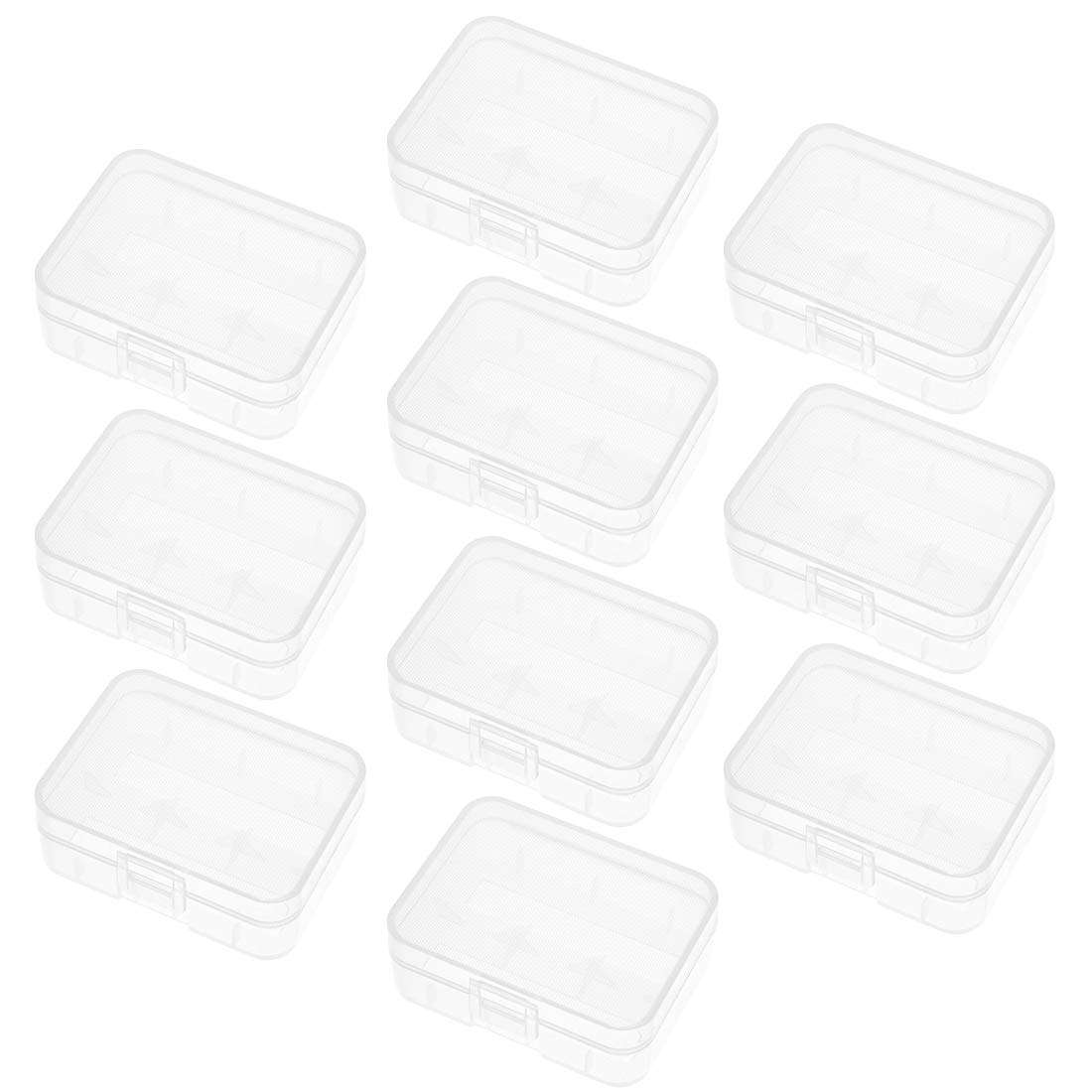 uxcell 10Pcs Battery Storage Case Holder Transparent For 2 x 18500V Batteries Capacity 1