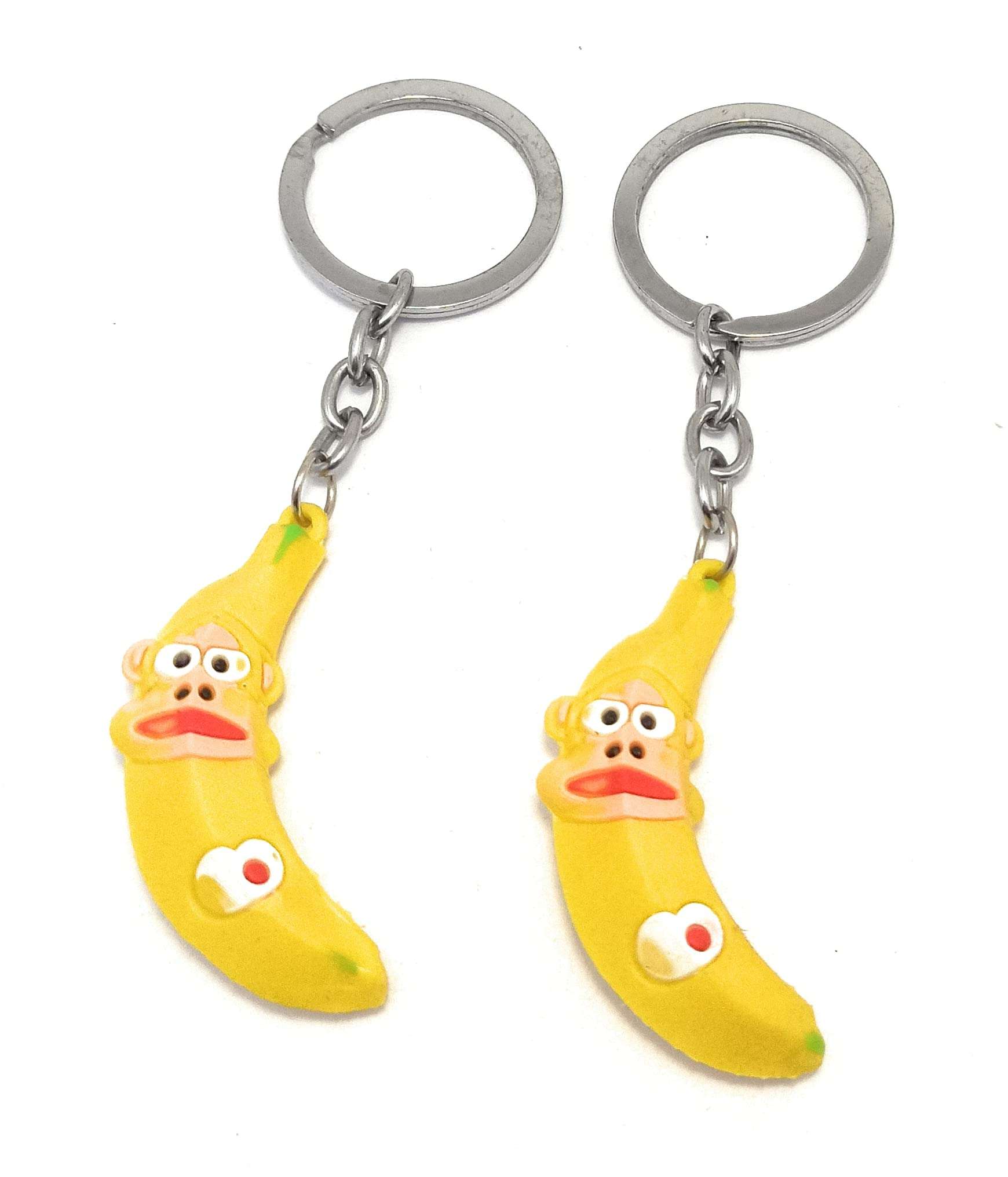 Fruit 2 pc Banana Figure Rubber Keychain Yellow 1