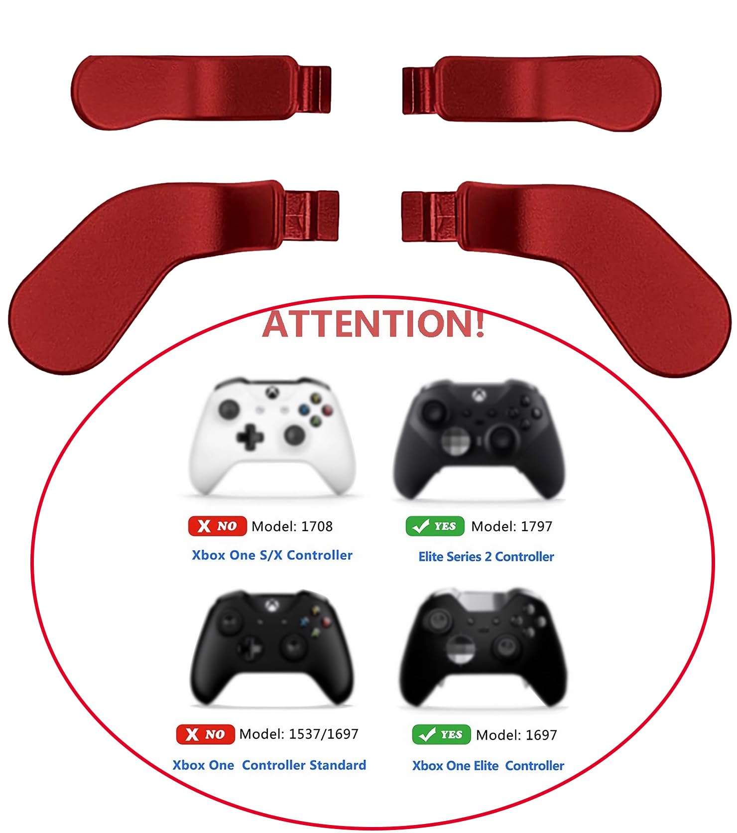 Ceozon Replacement Back Paddles 6 pcs Metal Stainless Steel Trigger Locks D Pads Direction Keys for Xbox One Elite Controller Series 2 Xbox One Elite Accessories (Red) 5