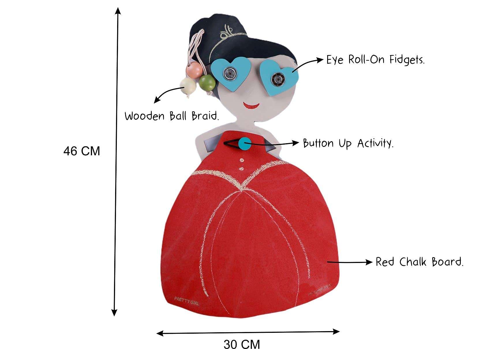 THE FUNNY MIND Wooden Multipurpose Doll Red Chalk Board with Stand,Chalk,and Duster for Kids,Toddlers,Infants,Desk,Kitchen,Dining Table,Side Table,Restaurant Ideal for Gifts,Learning,Doodle,D�cor 4