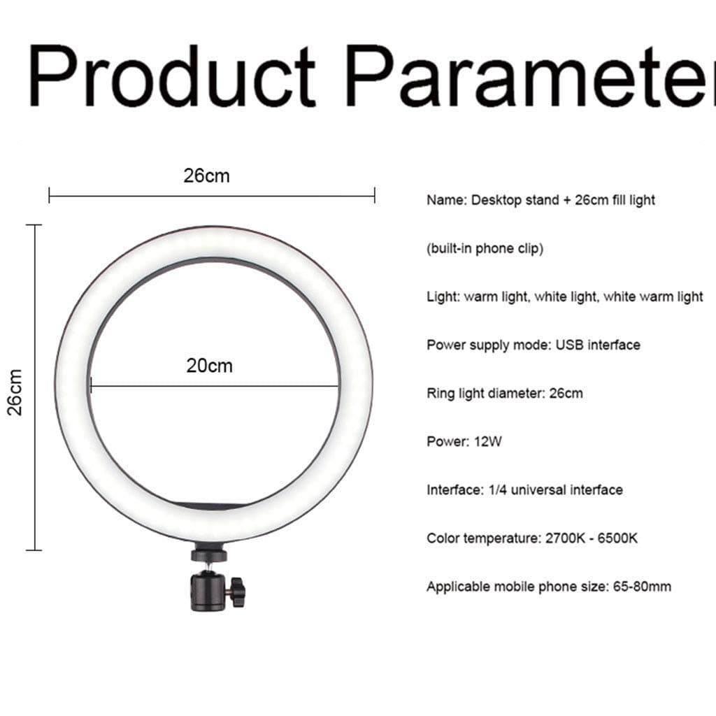 YLLN Ring Light 26cm/ 10in LED Ring Light with Stand and Phone Holder for YouTube Video/Photography Compatible and Makeup 2