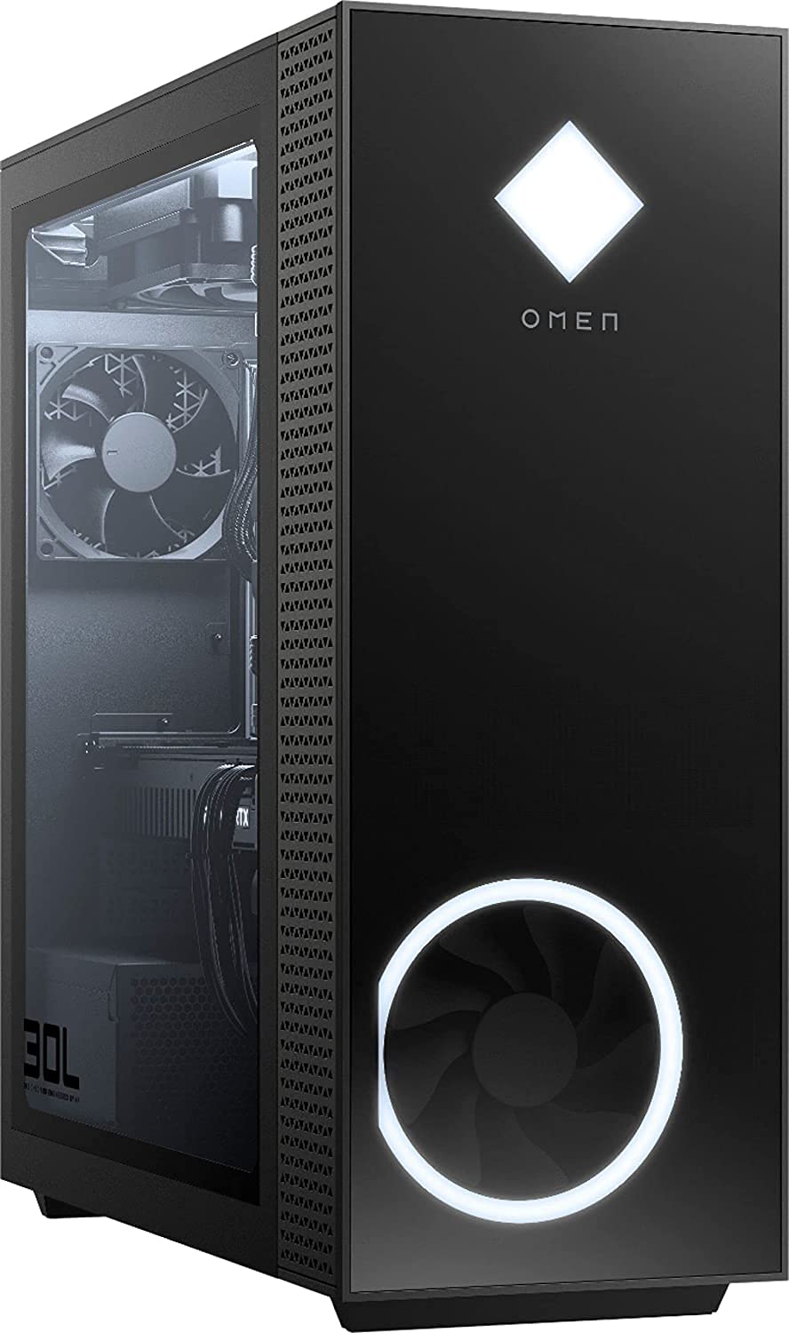 HP OMEN GT13 Gaming & Business Desktop PC Jet Black (AMD Ryzen 5 5600G 6-Core, 32GB RAM, 2TB PCIe SSD, RTX 3060, WiFi, Bluetooth, 1xHDMI, 3 Display Port (DP), Win 10 Home) (Renewed)