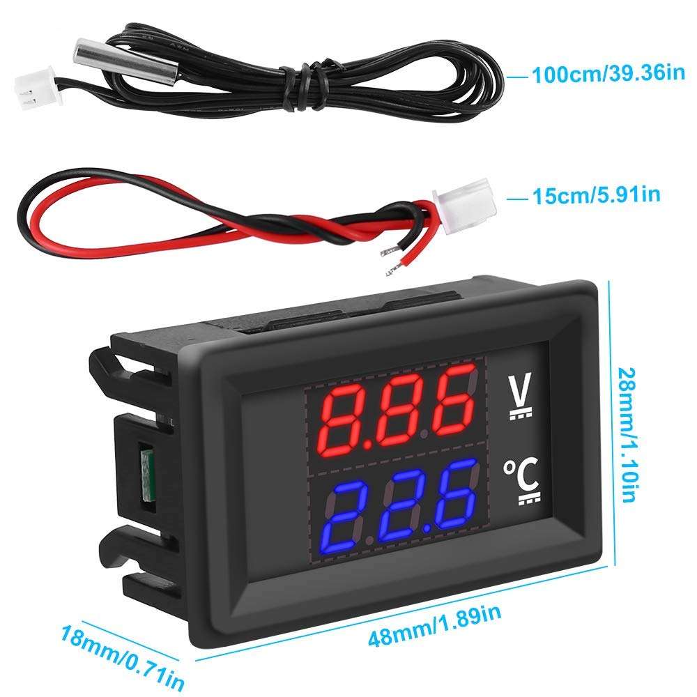 Temperature Gauge Sensor for Car, Icstation DC 4-28V Digital Temperature Meter with NTC Waterproof Probe -50~125℃ Digital Thermometer for Reptile Tank Thermostat Regulator for Vehicle 2