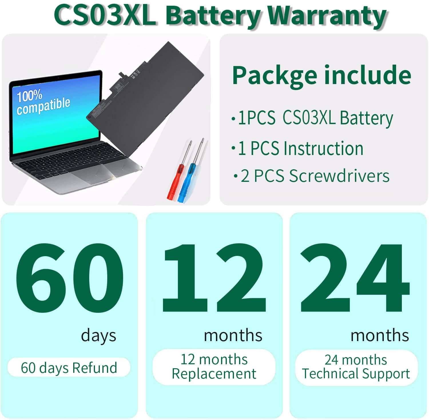 DMKAOLLK CS03XL Laptop Battery for HP EliteBook 840 850 755 745 G3 G4 ZBook 15u G3 G4 Series 800513-001 800231-1C1 800513-001 CS03 CS03046XL HSTNN-IB6Y HSTNN-UB6S HSTNN-I33C-4 6