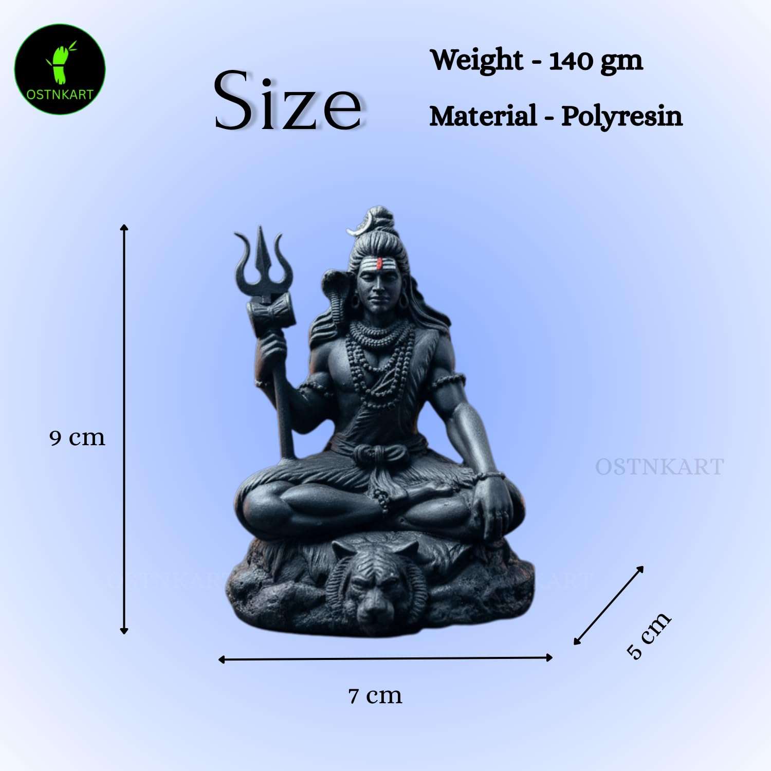 OSTNKART Shiva Statue Car Dashboard Idol 3.5 Inch Black, Resin Shiv Ji for Birthday,Annivesary, Home & Office Pooja Room,Living Room Show Piece New House Warming Gift (Size: L-7 x W-5 x H-9 cm) 4